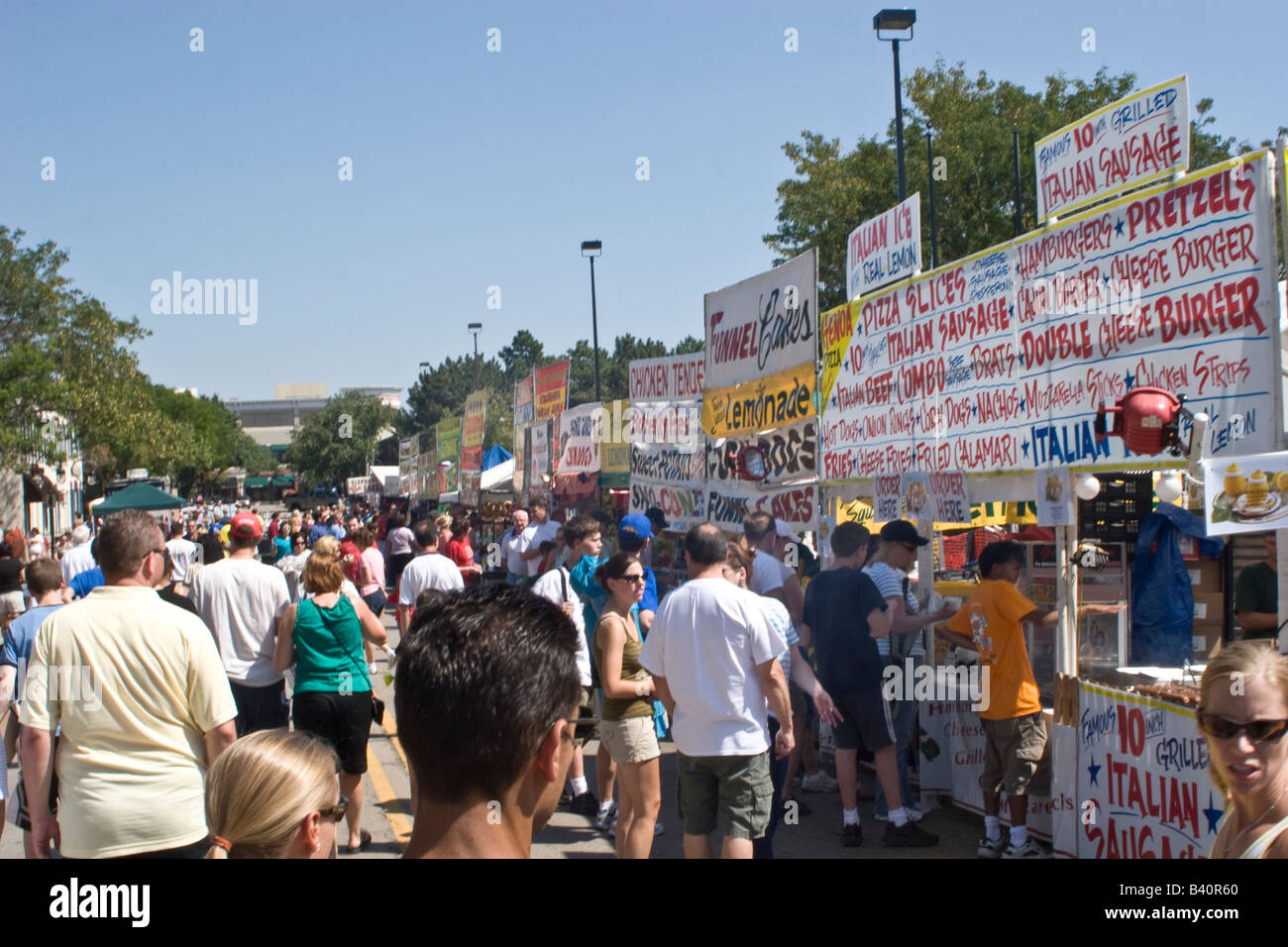 Crowds enjoying the food vendors at The Last Fling 2008 in Naperville IL Stock Photo