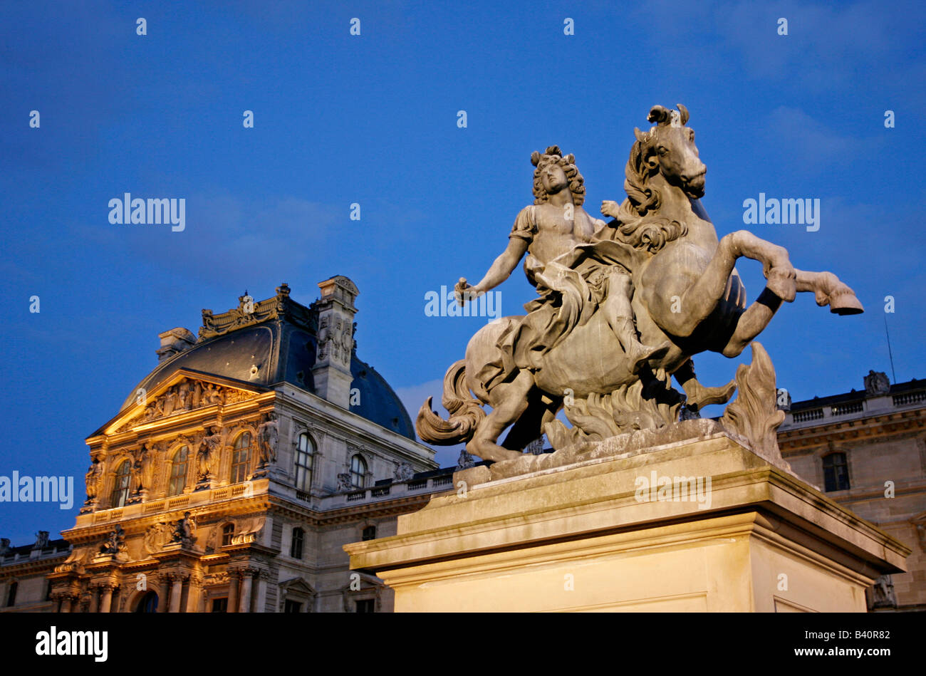Statue of King Louis XIV in the courtyard of the Louvre museum Paris