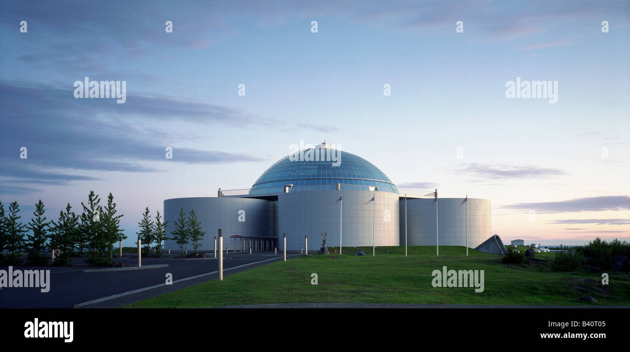 Perlan, the Pearl, a revolving restaurant on top of hot water tanks, Reykjavik, Iceland Stock Photo