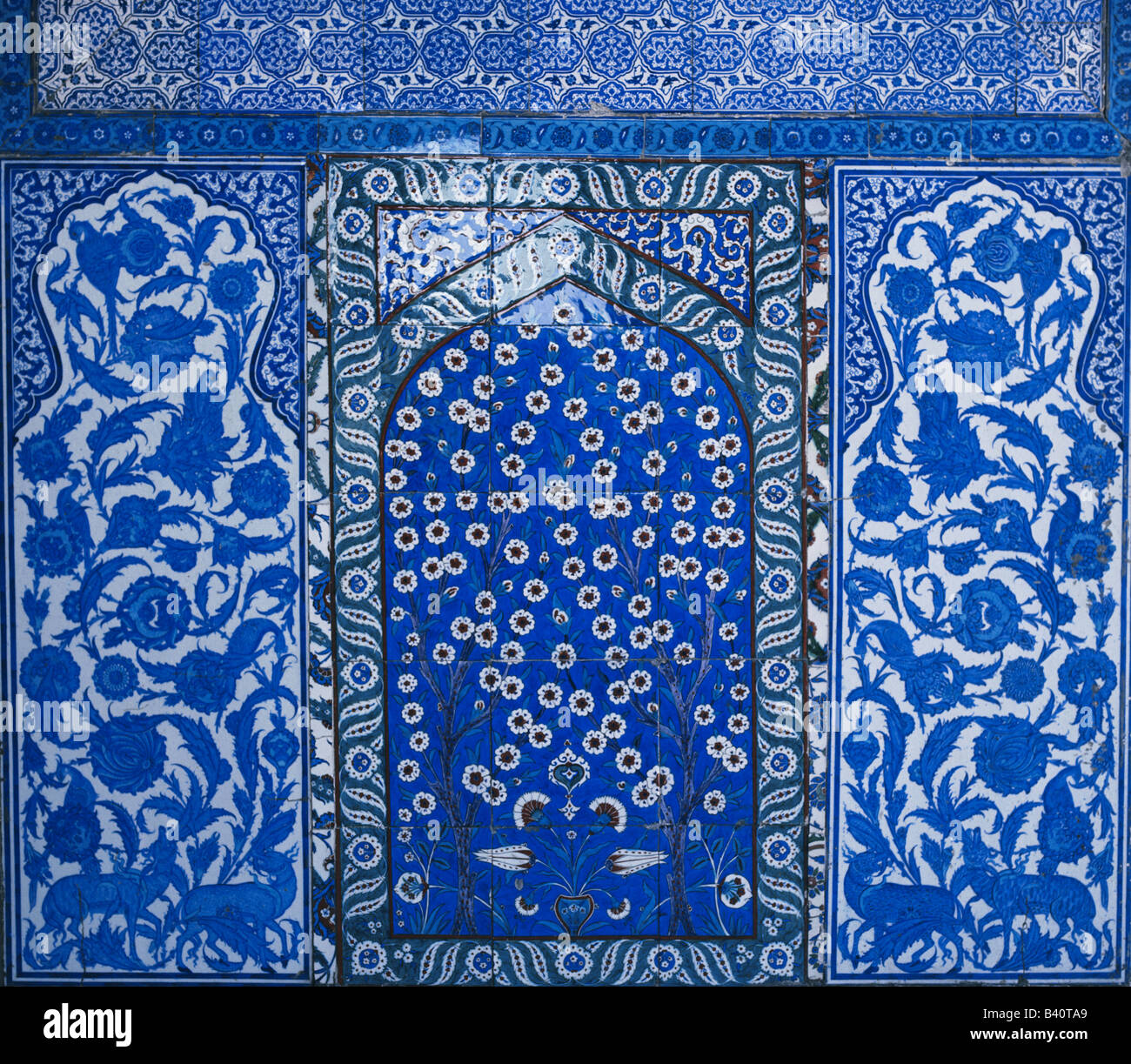 Blue Turkish tiles at the Topkapi Palace, Istanbul Stock Photo