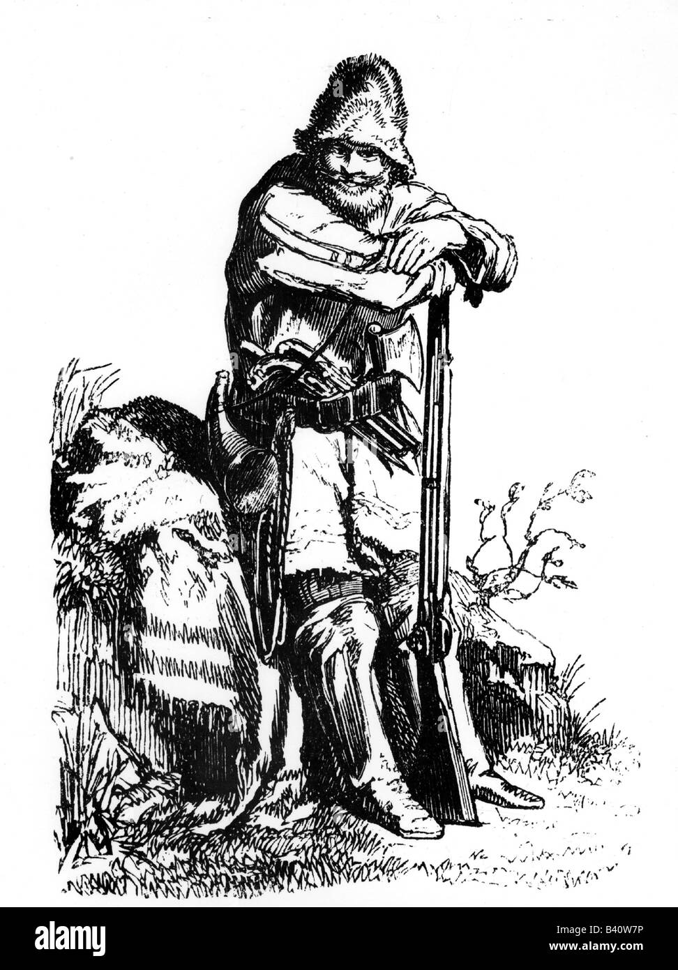 geography / travel, USA, people, trapper, full length, 19th century