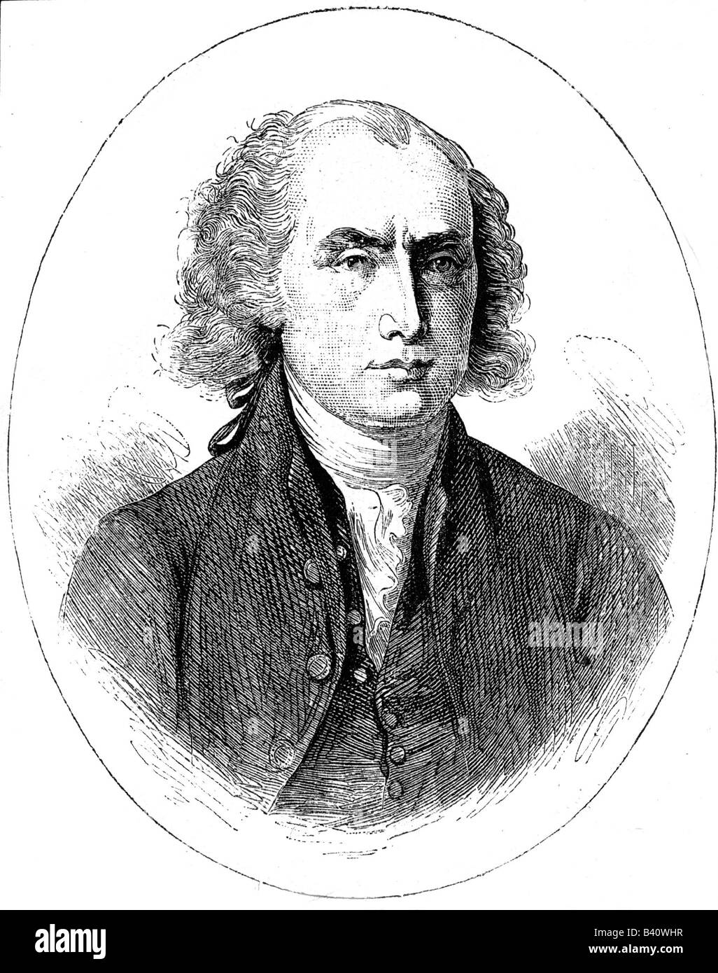 Madison, James, 16.3.1751 - 28.6.1836, American politician (Dem.- Rep.), 4th President of the United States 4.3.1809 - 4.3.1817, portrait, wood engraving, 19th century, , Stock Photo