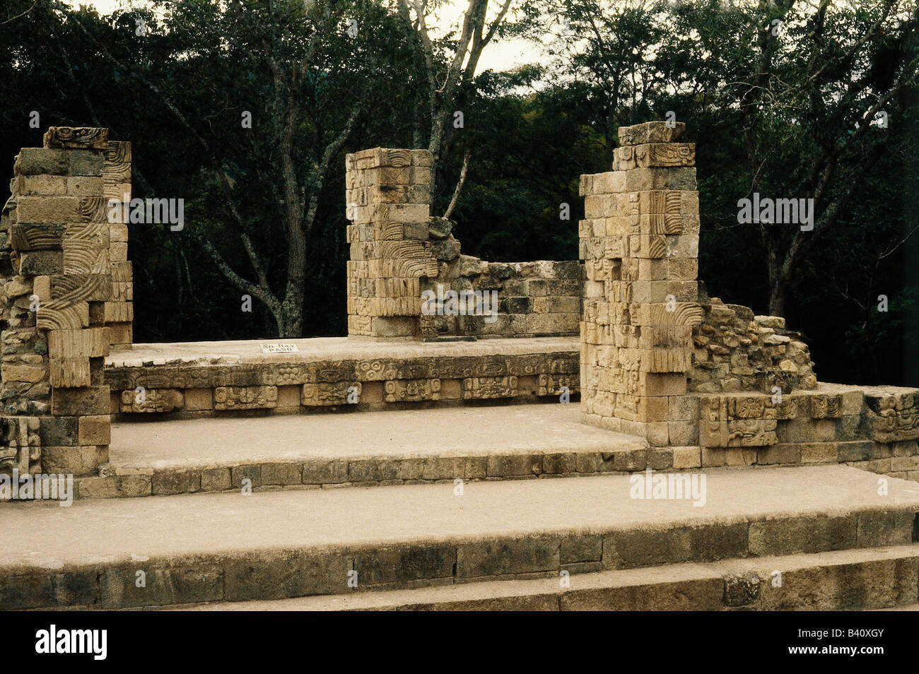 geography / travel, Honduras, Copan, Maya town around 1000 BC - 9th century AD, buildings, acropolis, east wing, architecture, steps, America, Central America, Mayas, Latin-American Indians, UNESCO, World Heritage Site, historical, historic, ancient, latin american, CEAM, 20th century, Stock Photo