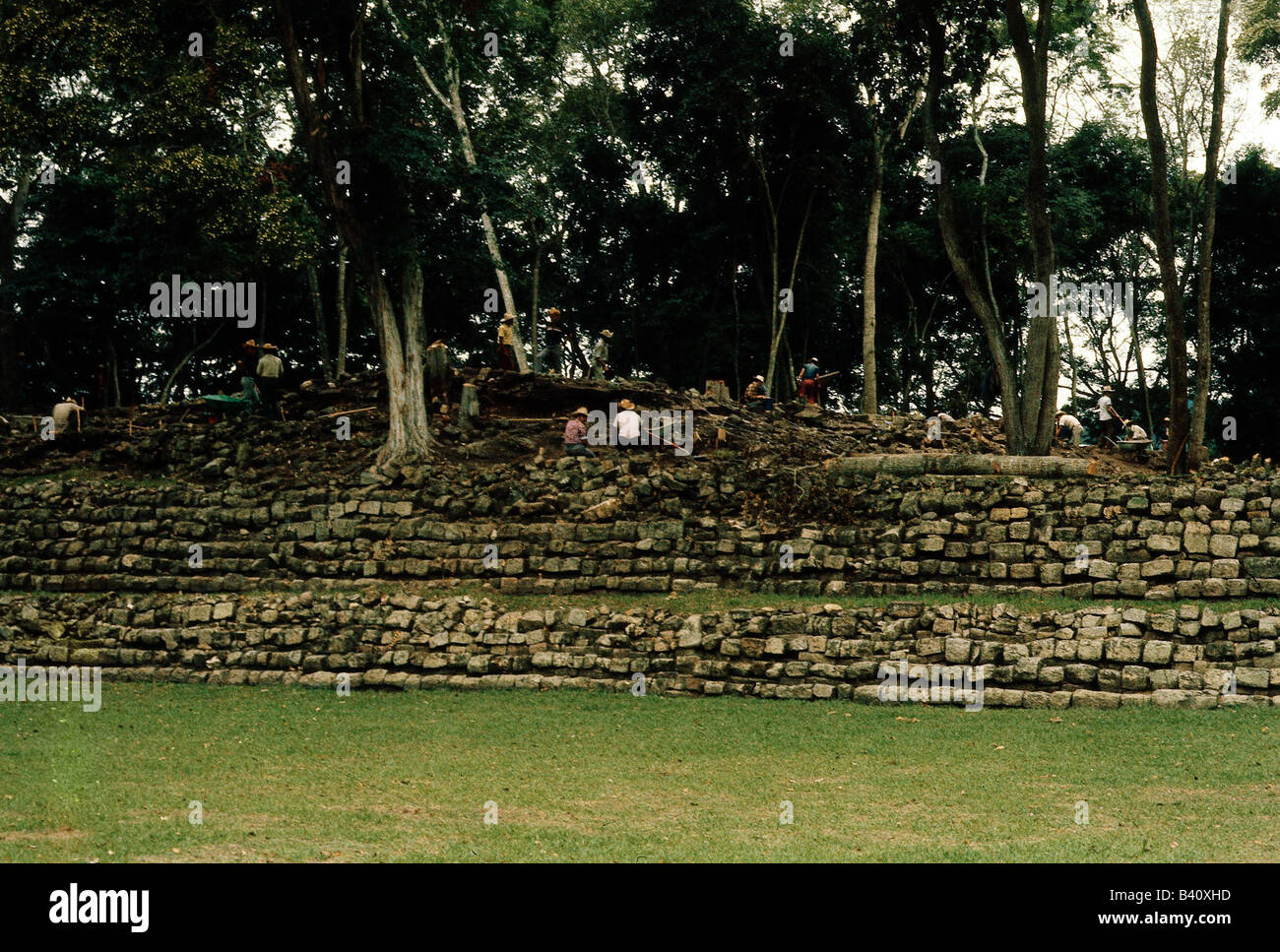geography / travel, Honduras, Copan, Maya town around 1000 BC - 9th century AD, terraces architecture, wall, America, Central America, Maya, Latin-American Indians, UNESCO, World Heritage Site, historical, historic, ancient, latin american, CEAM, ruins, ruin, 20th century, Stock Photo