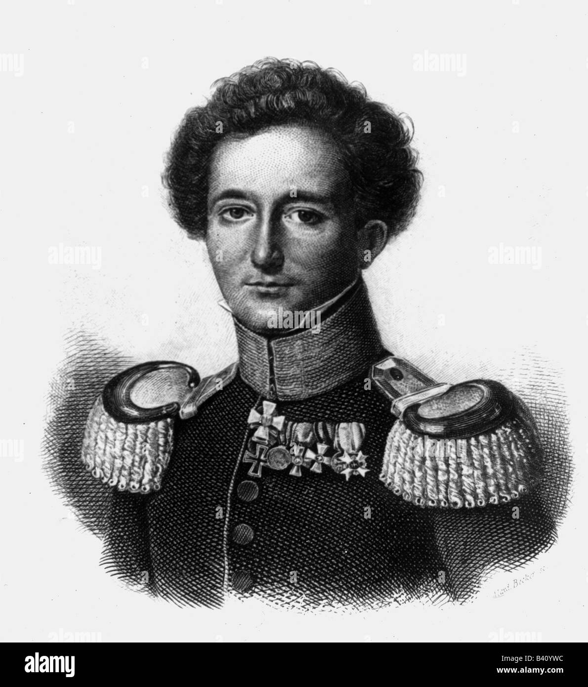 Clausewitz, Carl, 1.6.1780 - 16.11.1831, German General and military historian, portrait, steel engraving, 19th century, , Artist's Copyright has not to be cleared Stock Photo