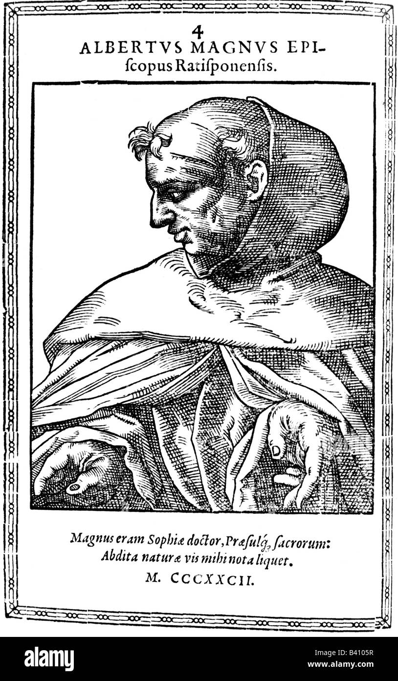 Albertus Magnus, von Bollstadt Count, circa 1193 - 15.11.1280, German theologist and philosopher, portrait, copper engraving for "Icones" by Nicolaus Reusner, Strasbourg, 1590, Artist's Copyright has not to be cleared Stock Photo