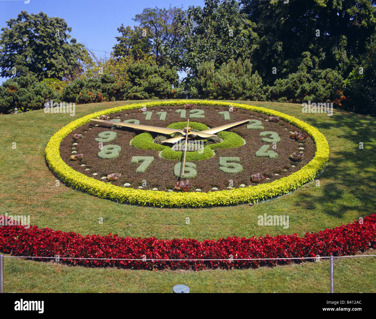 The Flower Clock in the English Garden Geneva Switzerland Stock Photo