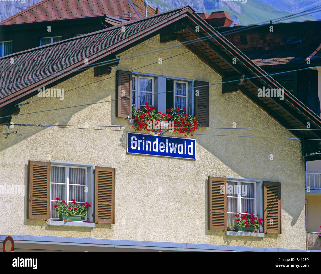 The windows of Grindelwald railway station building Grindelwald