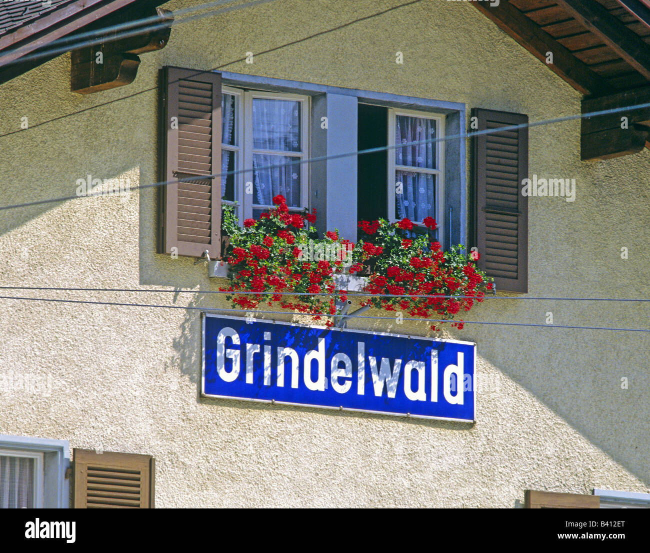 The windows of Grindelwald railway station building Grindelwald