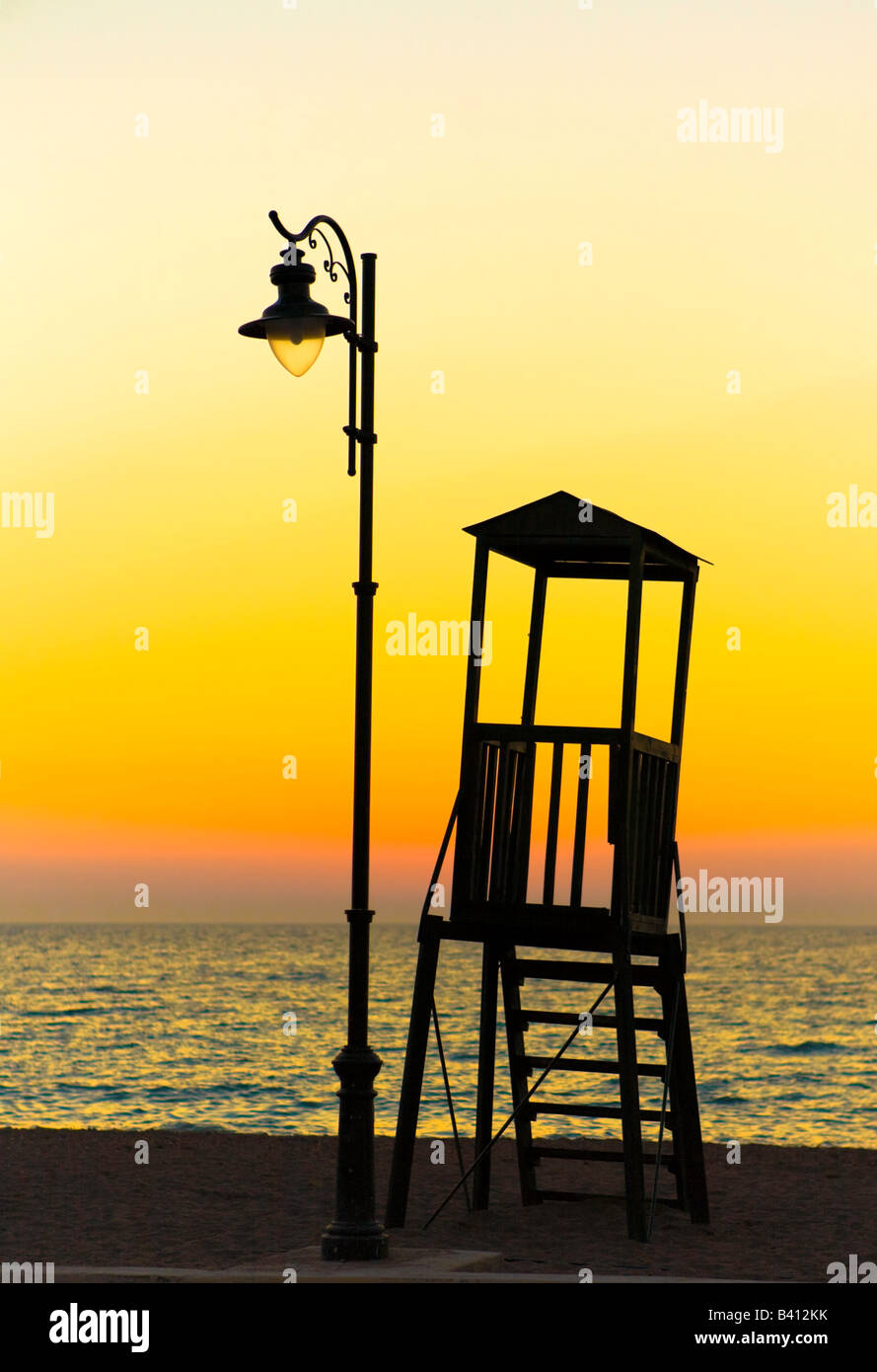 Life guard lookout Silhouette Stock Photo