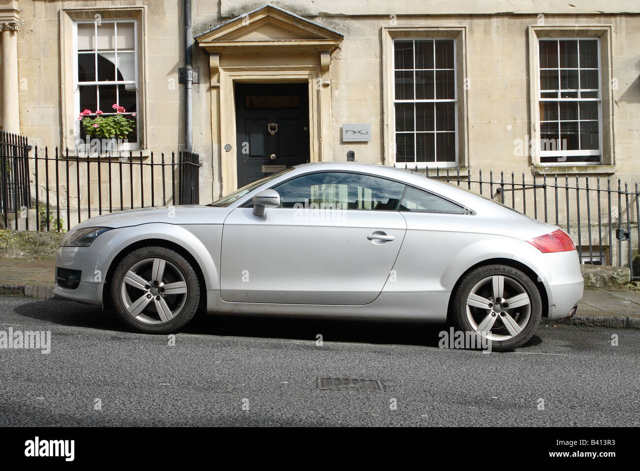 Audi TT car silver colour parked in the city of Bath England UK Stock Photo