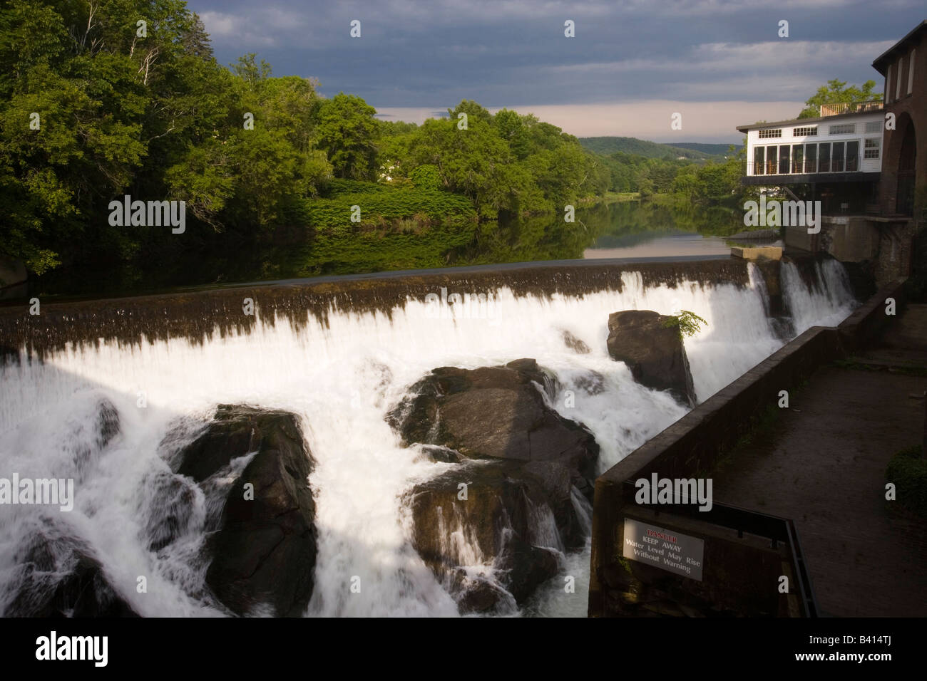 Falls below the covered bridge in Quechee Vermont USA Stock Photo