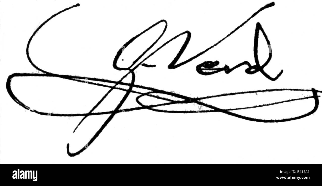 Verdi, Giuseppe, 10.10.1813 - 27.1.1901, Italian composer, his signature, Stock Photo