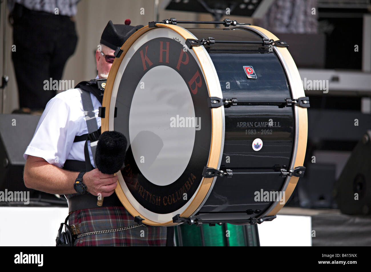 Pipe band drummer playing scottish hires stock photography and images