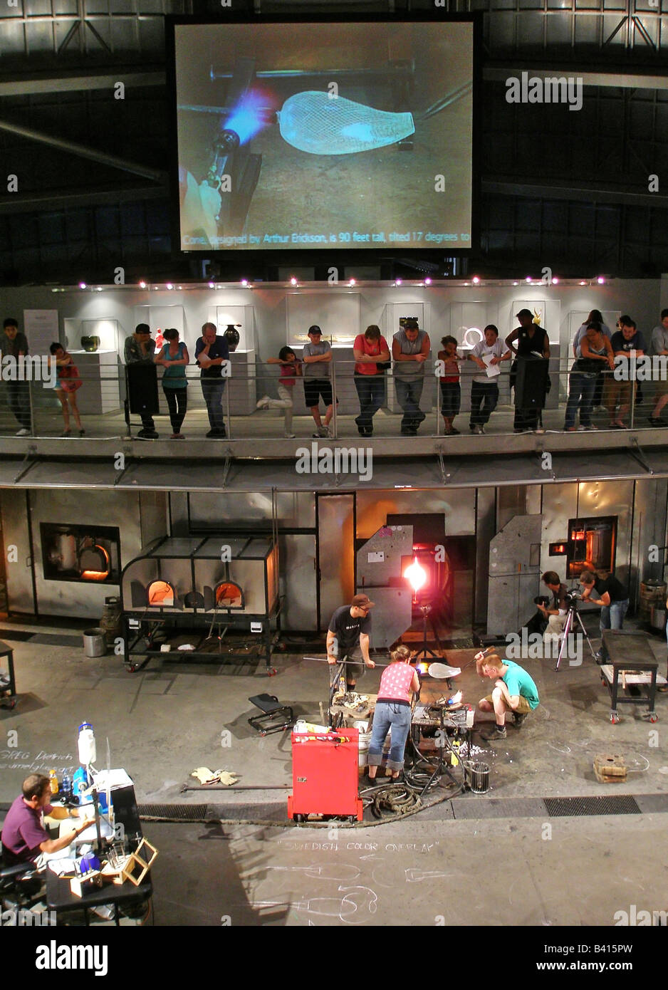 USA, WA, Art glass blowing demonstration inside Museum of Glass