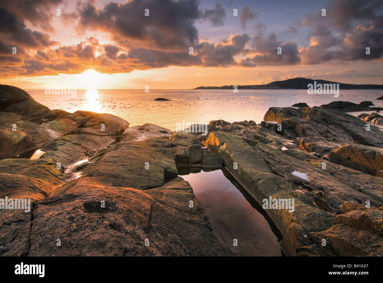USA, Washington, San Juan Islands. A dramatic sunset from Shark Reef on