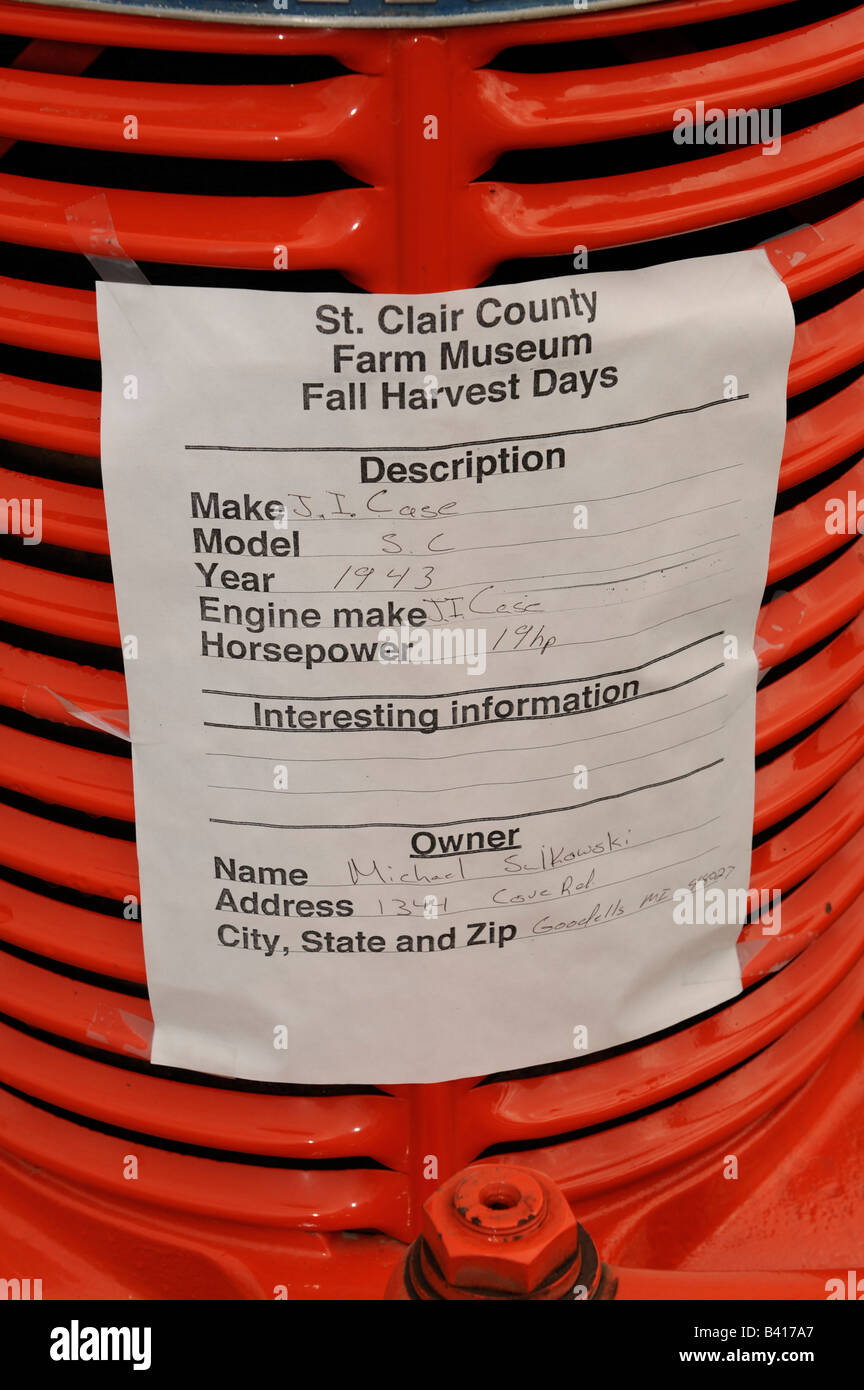 Old farm tractors on display at historic farm demonstration Michigan