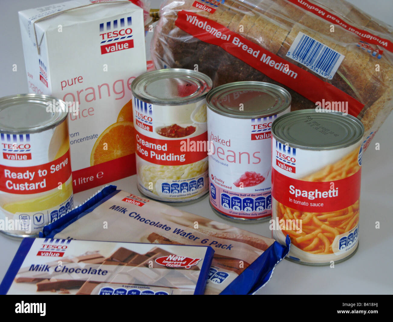 Tesco Value products a cheap reasonable range of foods Stock Photo - Alamy