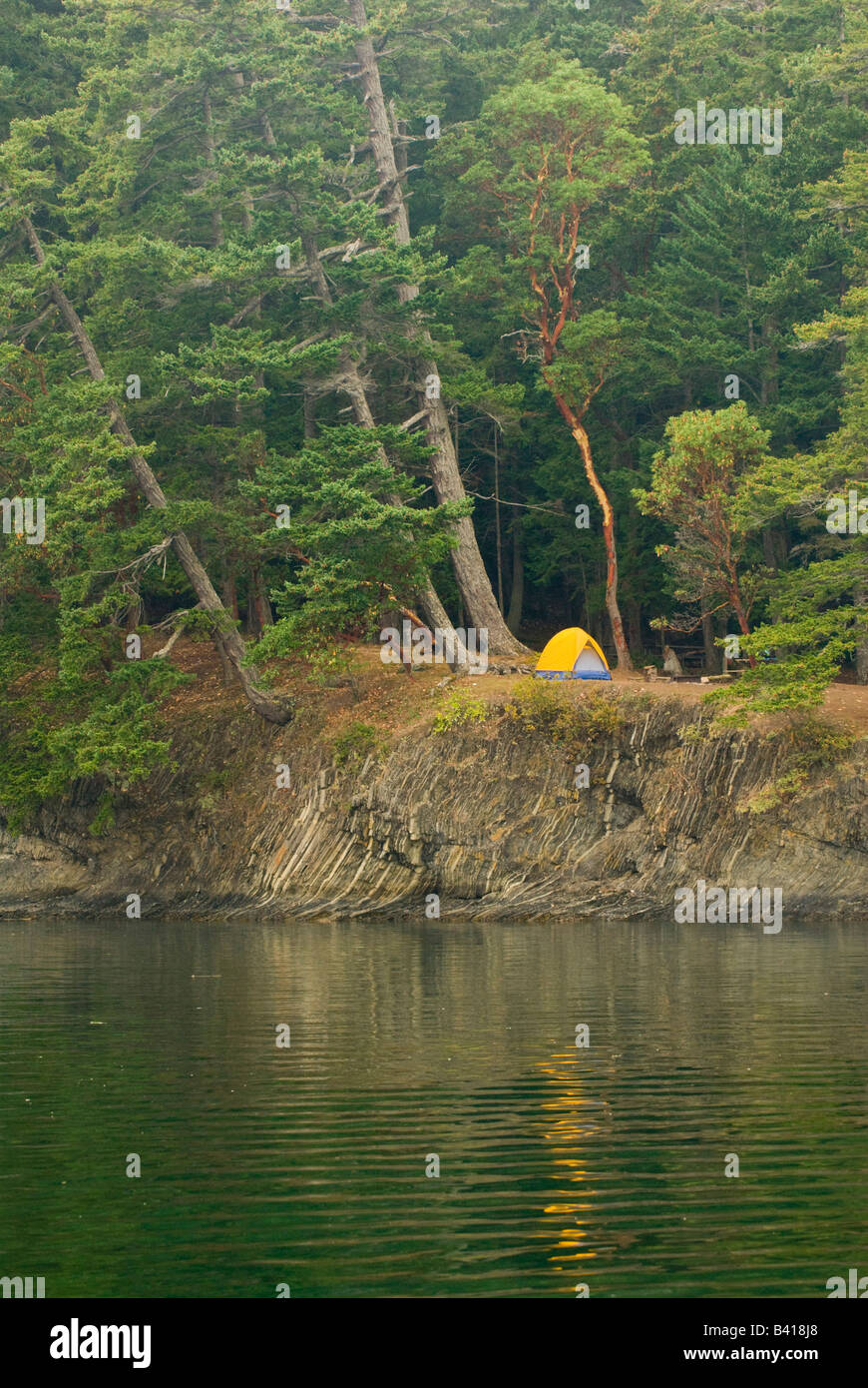 USA, WA, San Juan Islands. Camping Prevost Harbor, Stuart Island Stock