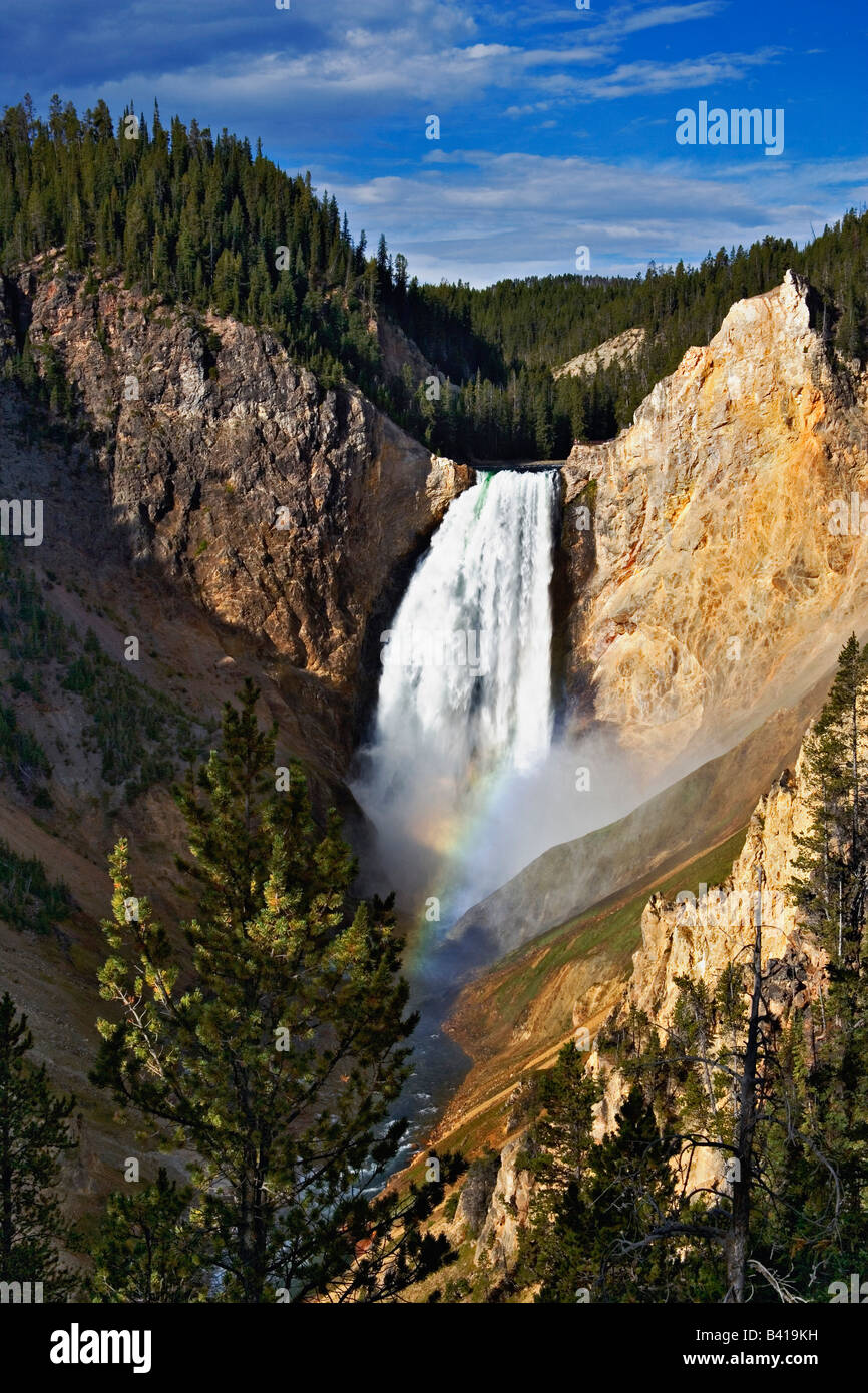 Rainbow on Lower Yellowstone Falls, Yellowstone National Park, Wyoming ...