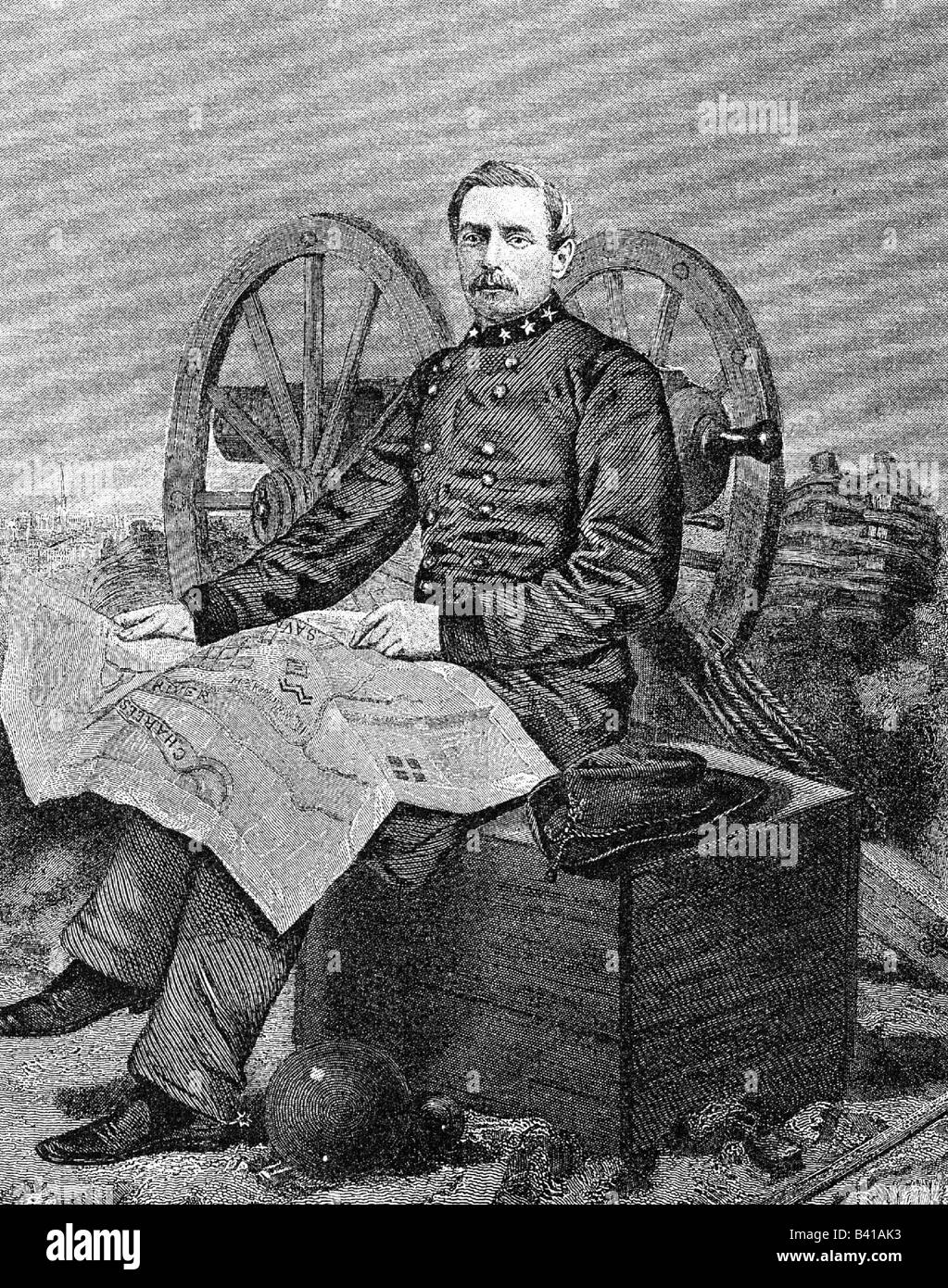 Beauregard, Pierre G.T., 28.5.1818 - 20.2.1893, American General, half length, steel engraving after painting by Alonso Chappel (1828 - 1887), 19th century, , Artist's Copyright has not to be cleared Stock Photo
