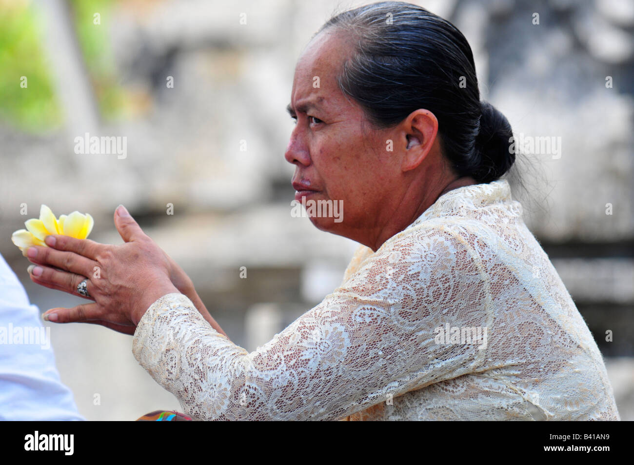 temple offerings, bali aga village , semberan, bali aga village , north bali , indonesia Stock Photo