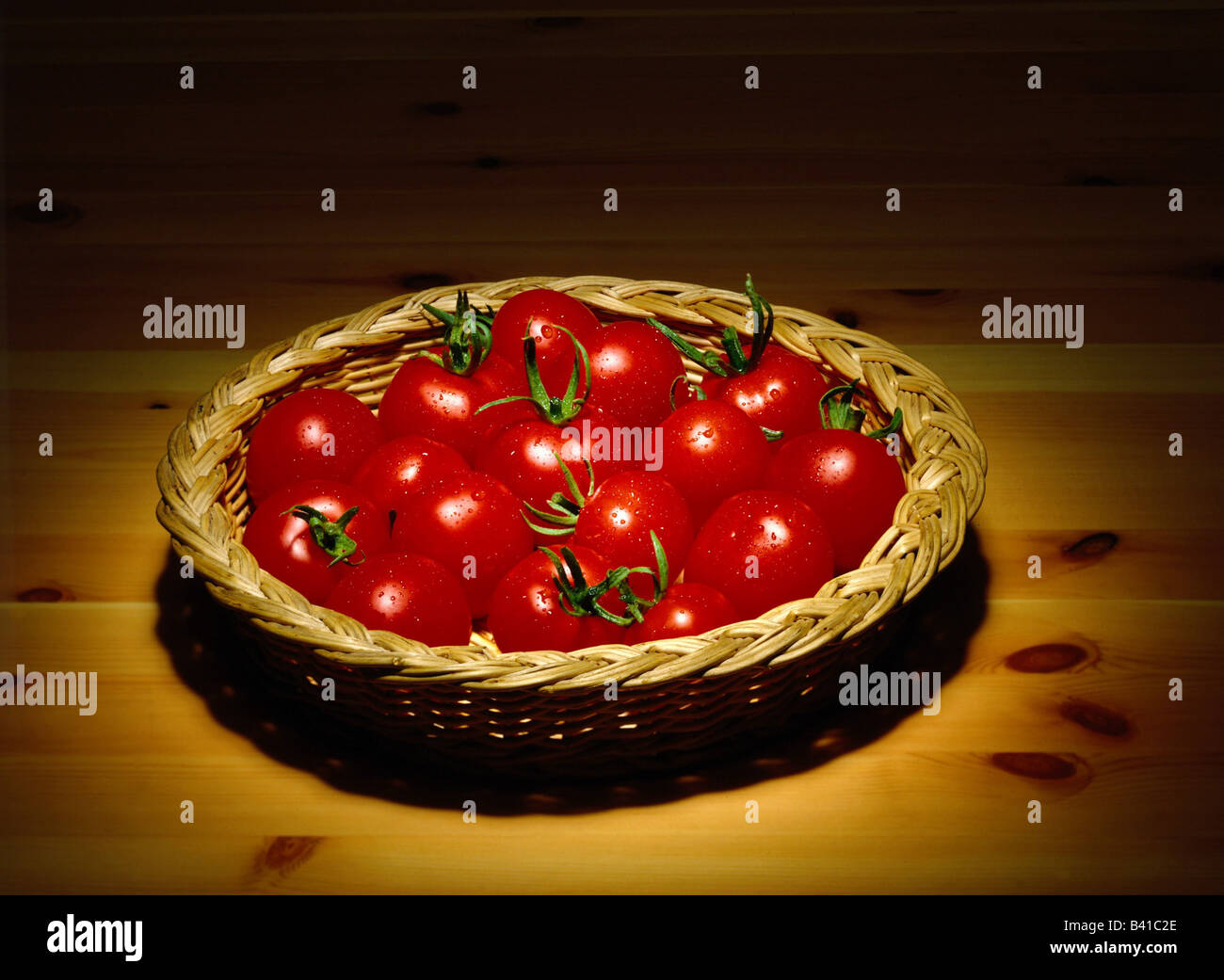 botany, vegetable, tomato, (Solanum lycopersicum), tomatoes in basket, still life, Solanales, Solanaceae, Stock Photo