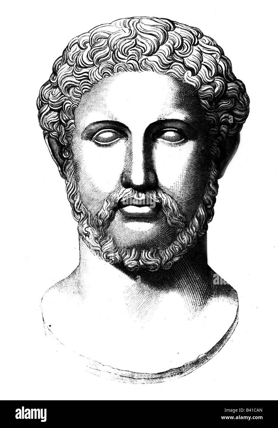 Alcibiades, circa 450 - 404 BC, Athenian politician and general, portrait, engraving after ancient bust, Museo Chiraramonti, Vatican, Rome, Italy, 19th century, Stock Photo