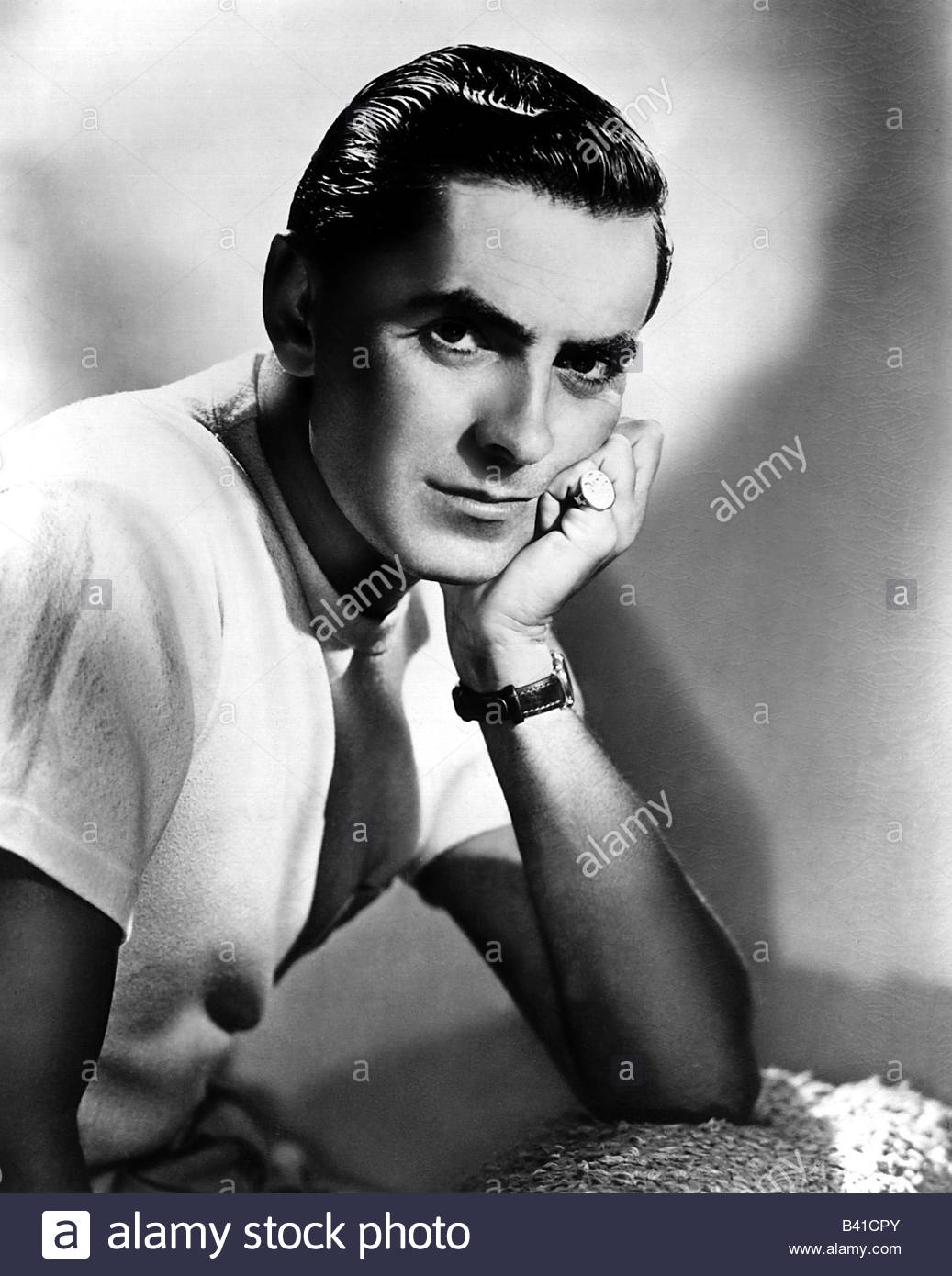 With Actor Tyrone Power Black and White Stock Photos & Images - Alamy