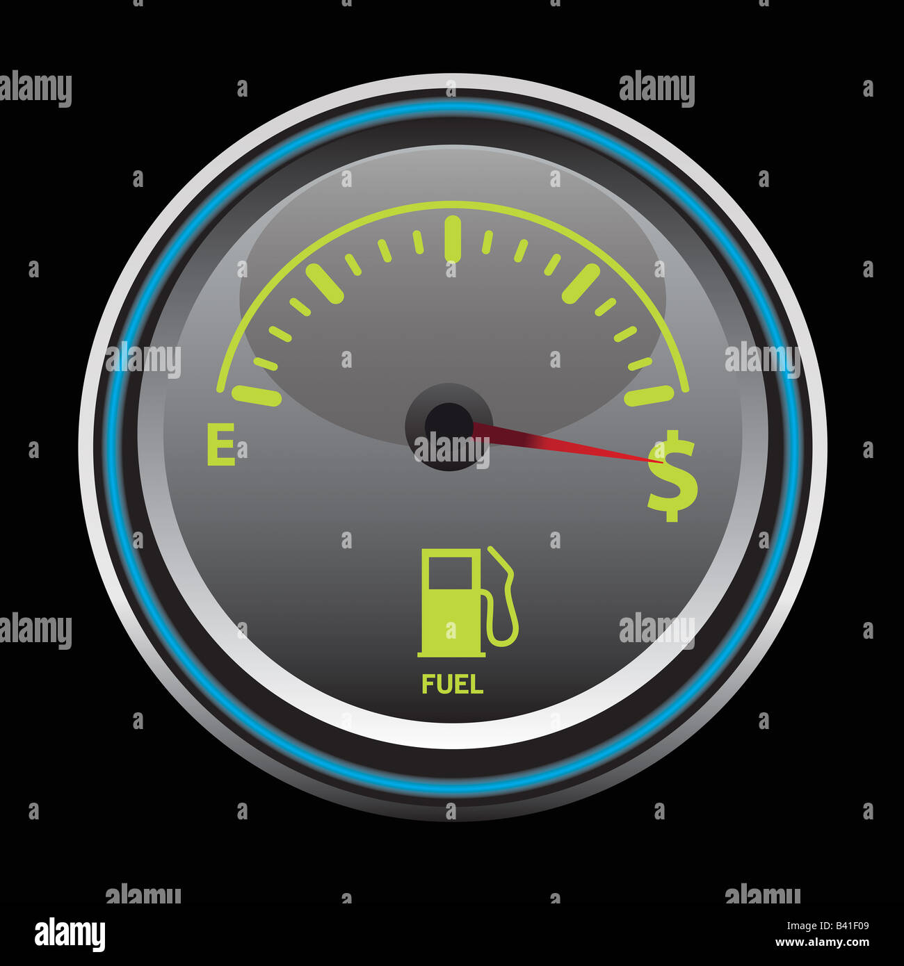 Fuel gauge showing the price of gas in dollars Stock Photo