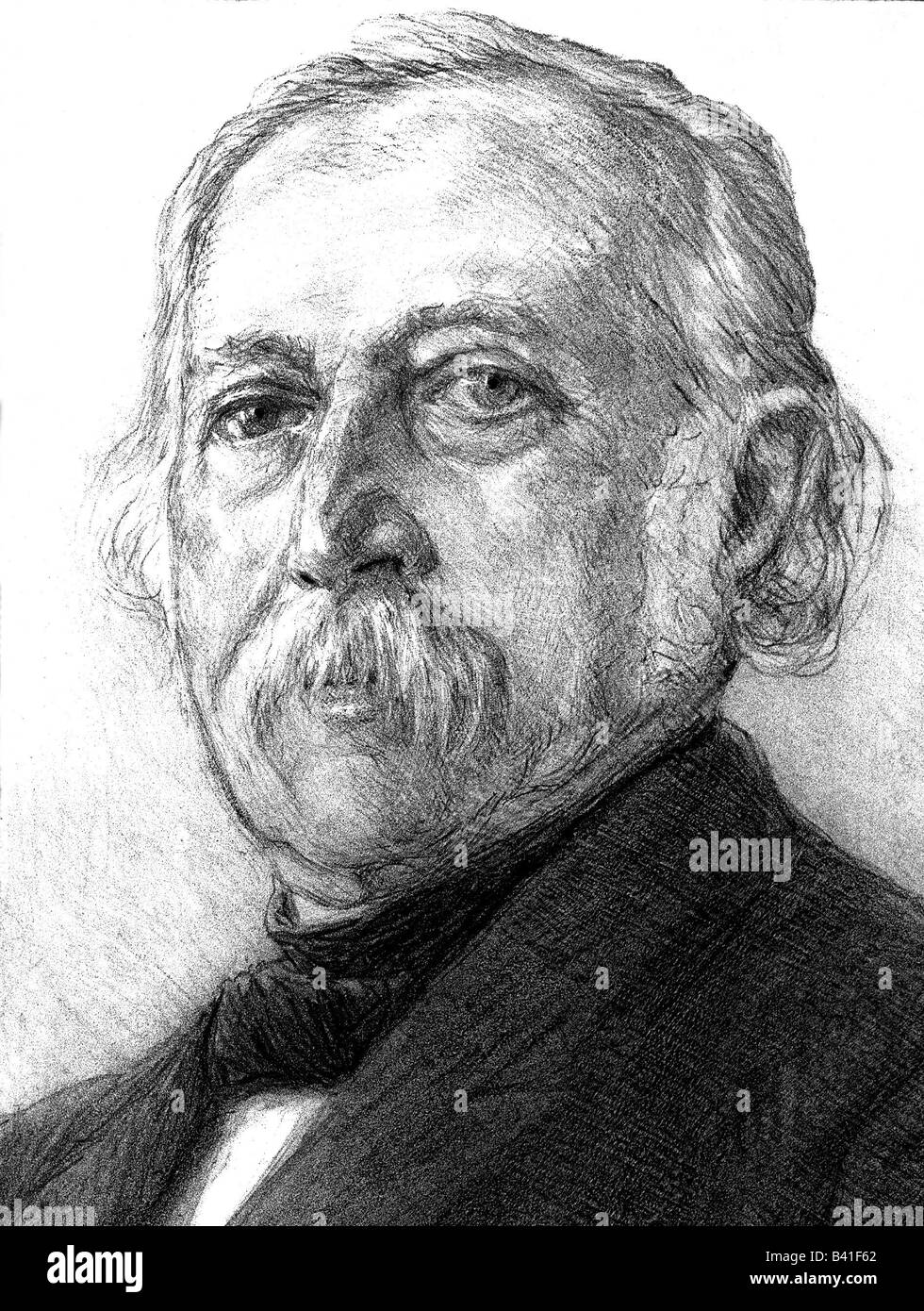 Fontane, Theodor, 30.12.1819 - 20.9.1898, German author / writer, poet, portrait, drawing by Max Liebermann (1874 - 1935), 19th century, , Stock Photo