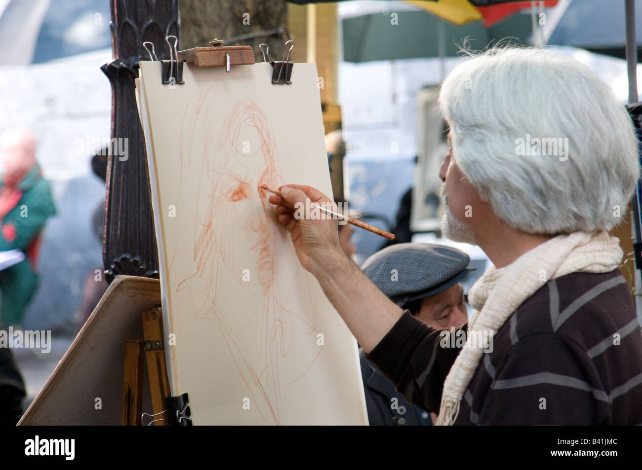 Painters in a square in Montmartre district in Paris, France Stock Photo