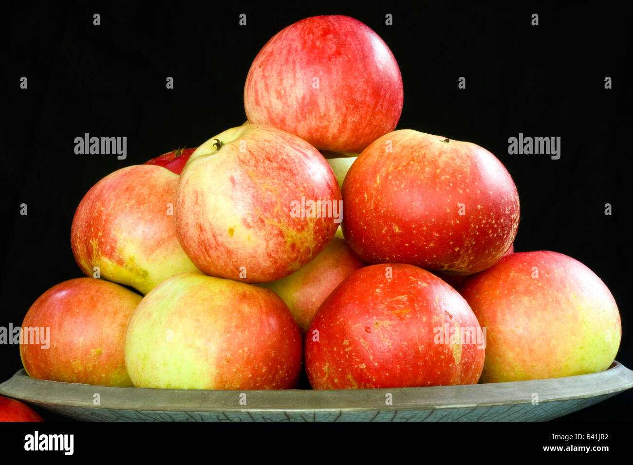 Plate of Eating Apples Stock Photo