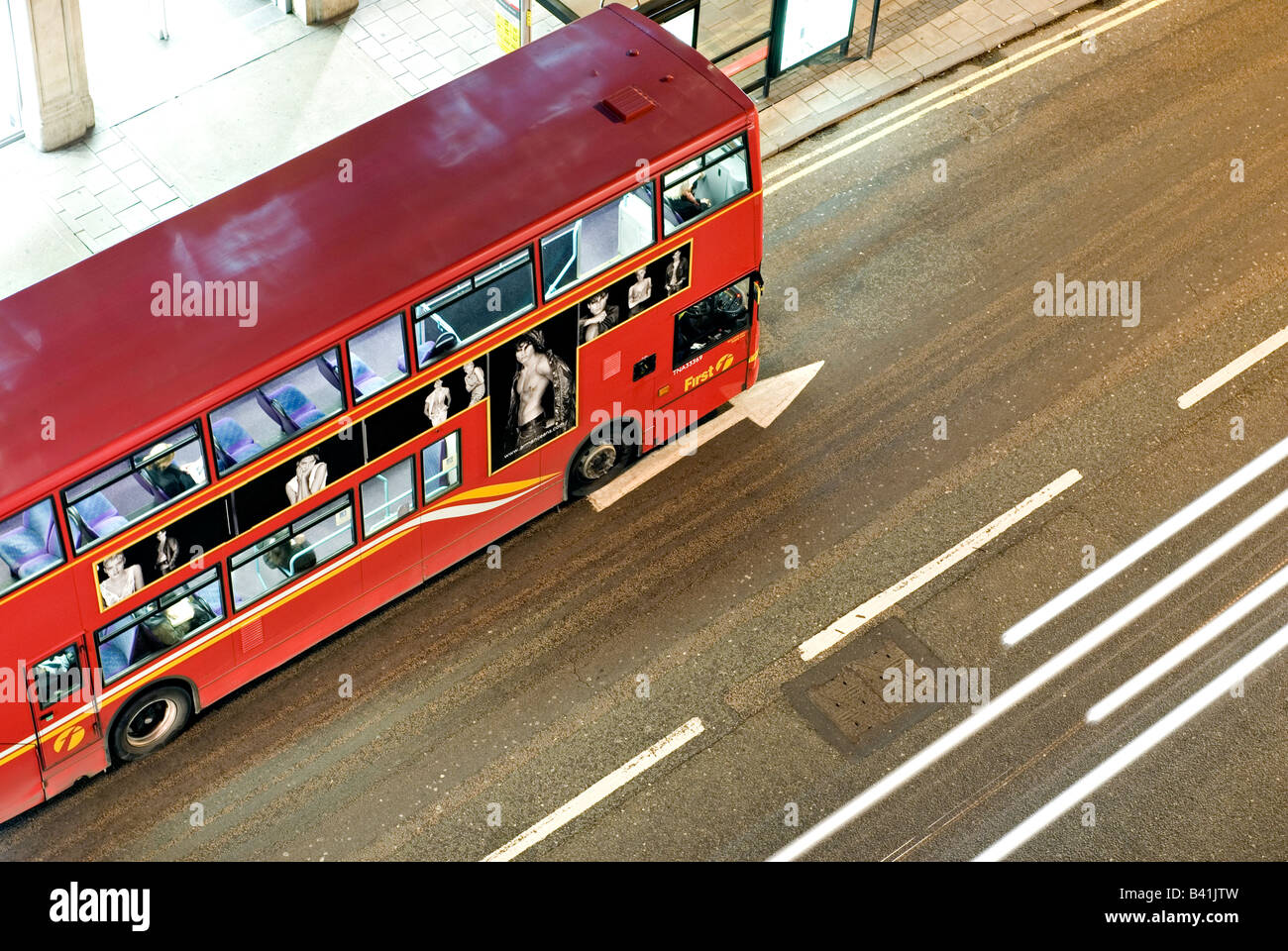 red bus traffic on oxford street Stock Photo