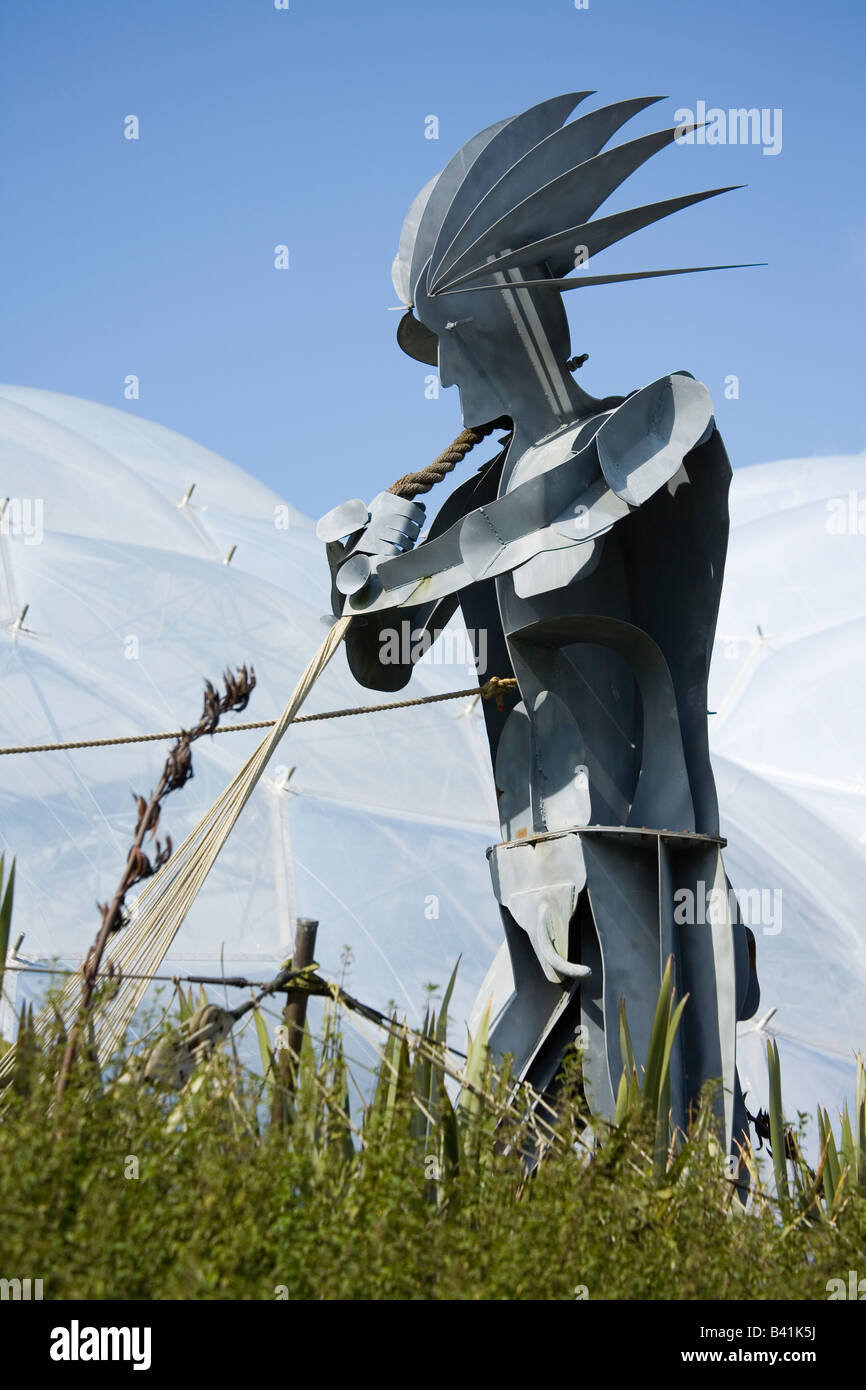 Statue of a man outside the Biomes at the Eden Project in Cornwall