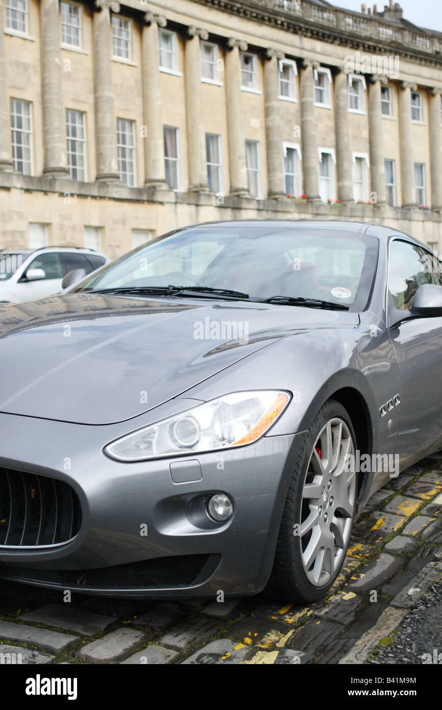 Maserati Gran Turisimo luxury expensive high performance sports coupe car parked in The Royal Crescent Bath England Stock Photo