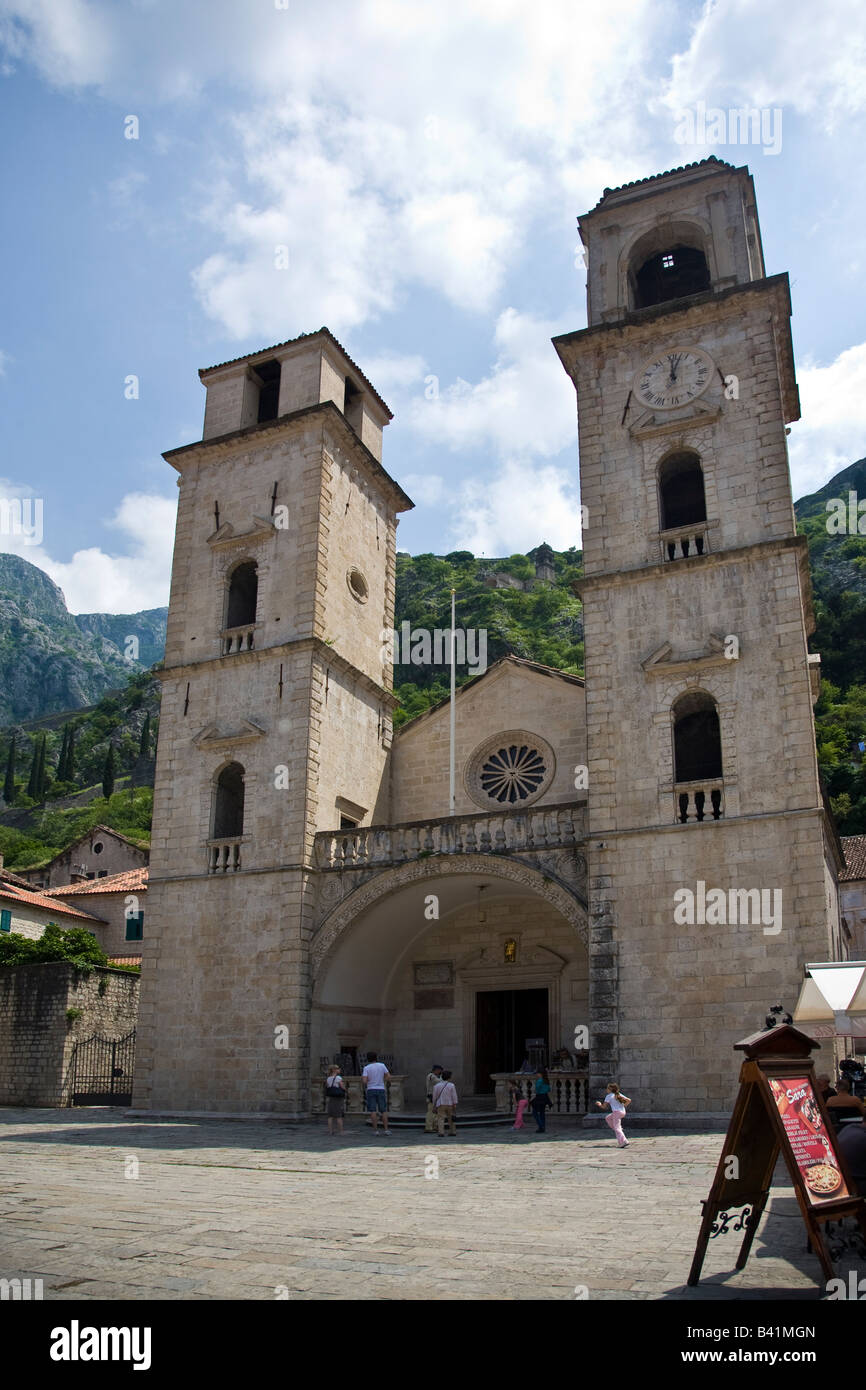 St Tryphon Cathedral Kotor Bay of Kotor Montenegro Europe a NESCO world heritage site Stock Photo
