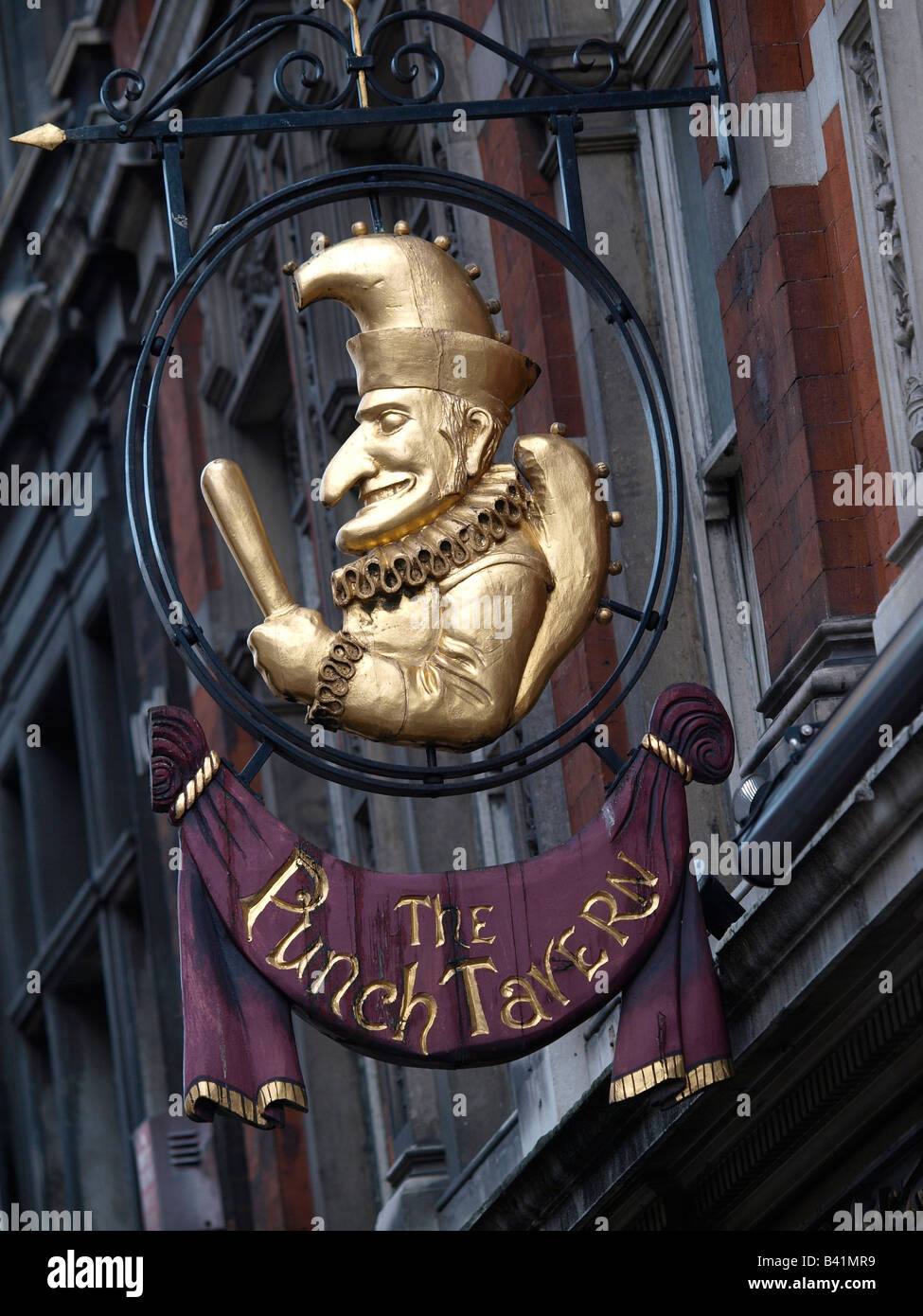 Golden punch tavern pub sign Fleet Street London UK Stock Photo
