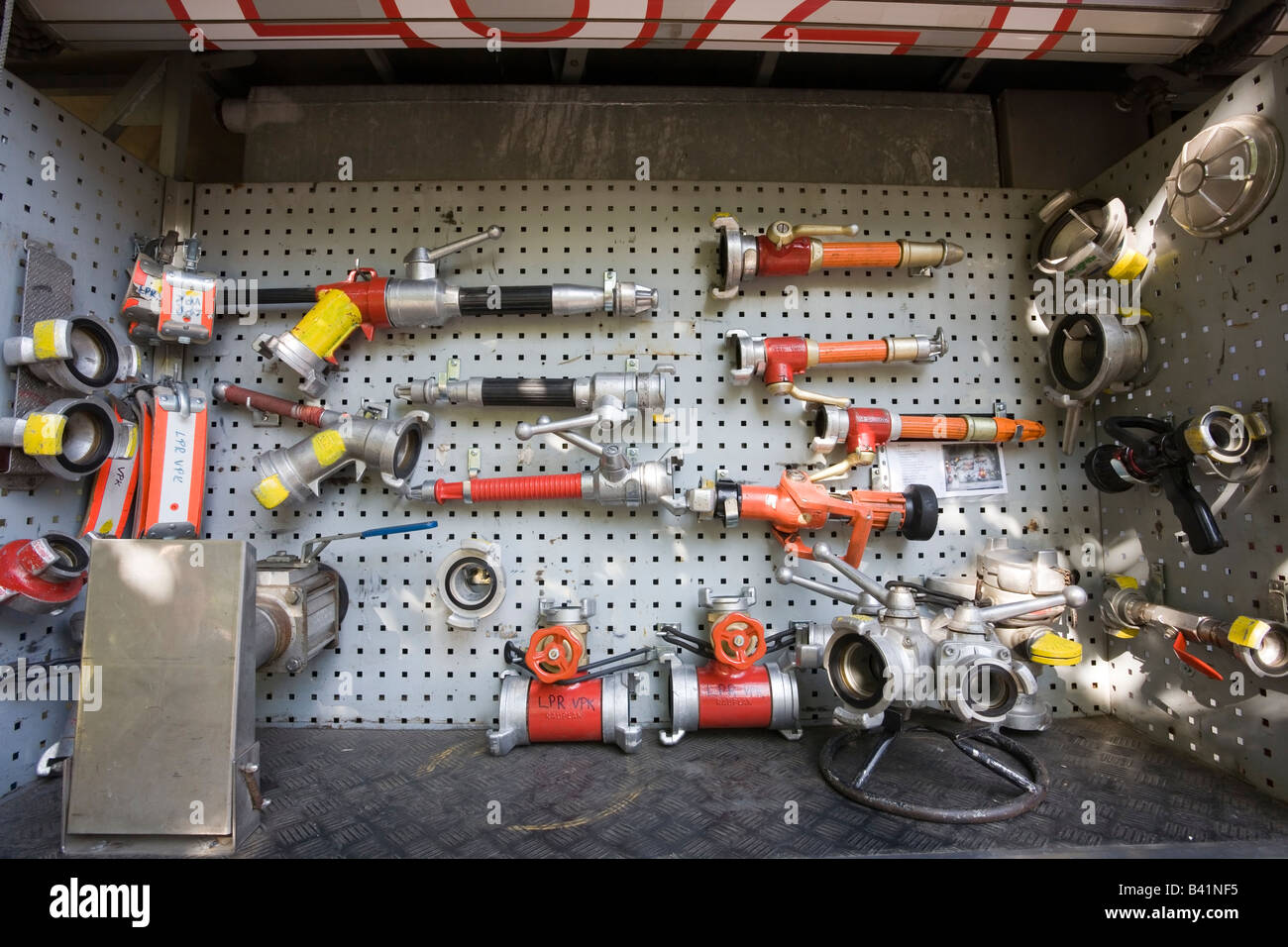 Fire truck equipment on display Stock Photo 19707833 Alamy