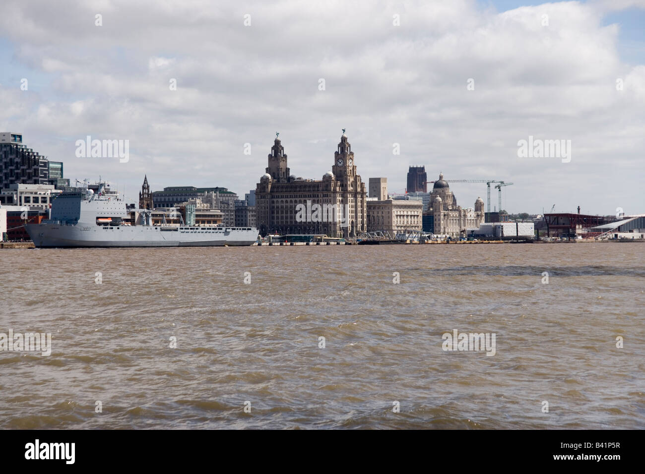 Royal Fleet Auxiliary landing ship dock Lyme Bay moored in central Liverpool as part of the Tall Ships Race in July 2008 Stock Photo