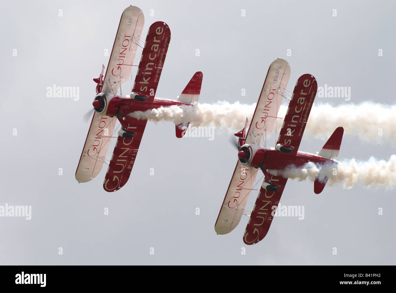 Team Guinot wing walkers during their display -  Team Guinot at Middle Wallop airshow 2008 Stock Photo