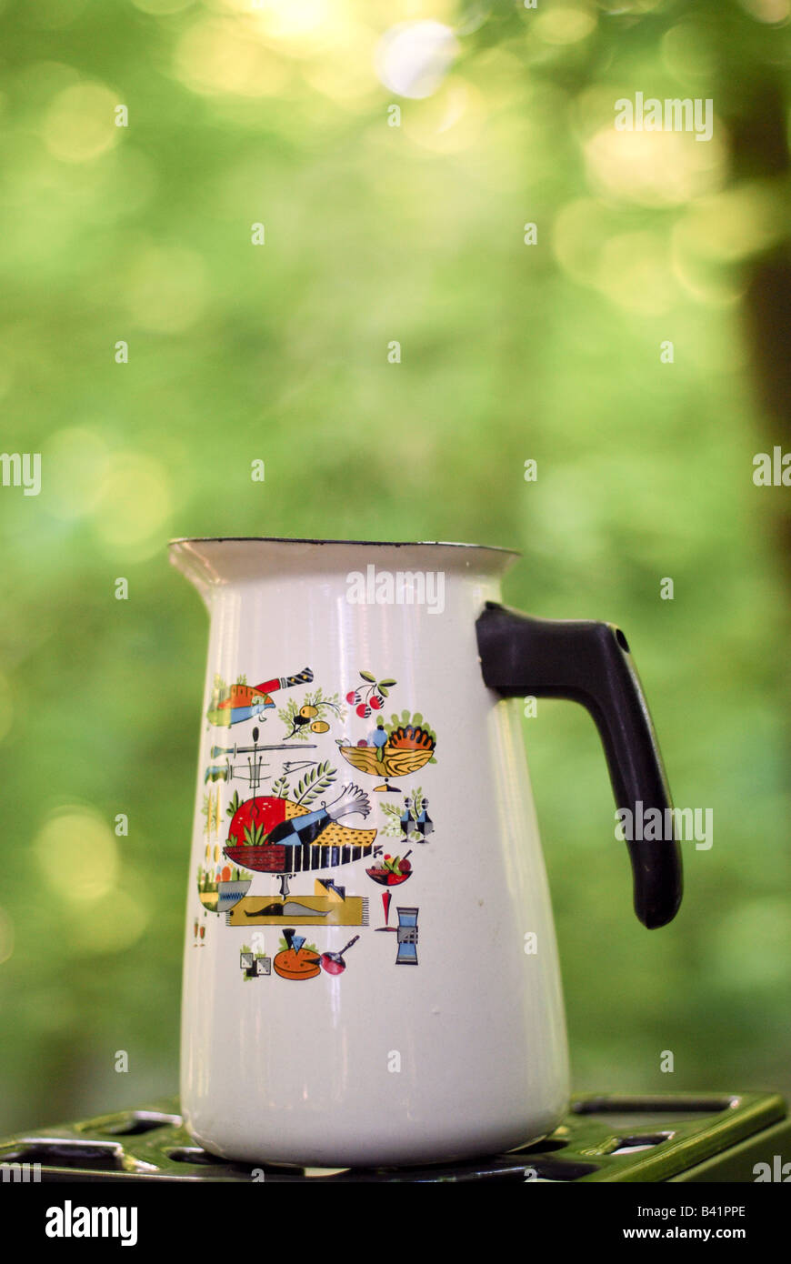 Coffee pot on a grill Stock Photo Alamy