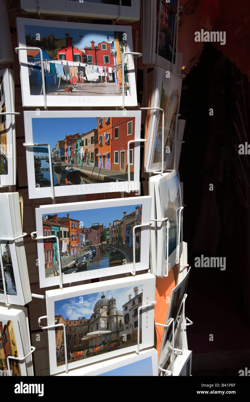 Postcards of Burano, Venice, Italy Stock Photo