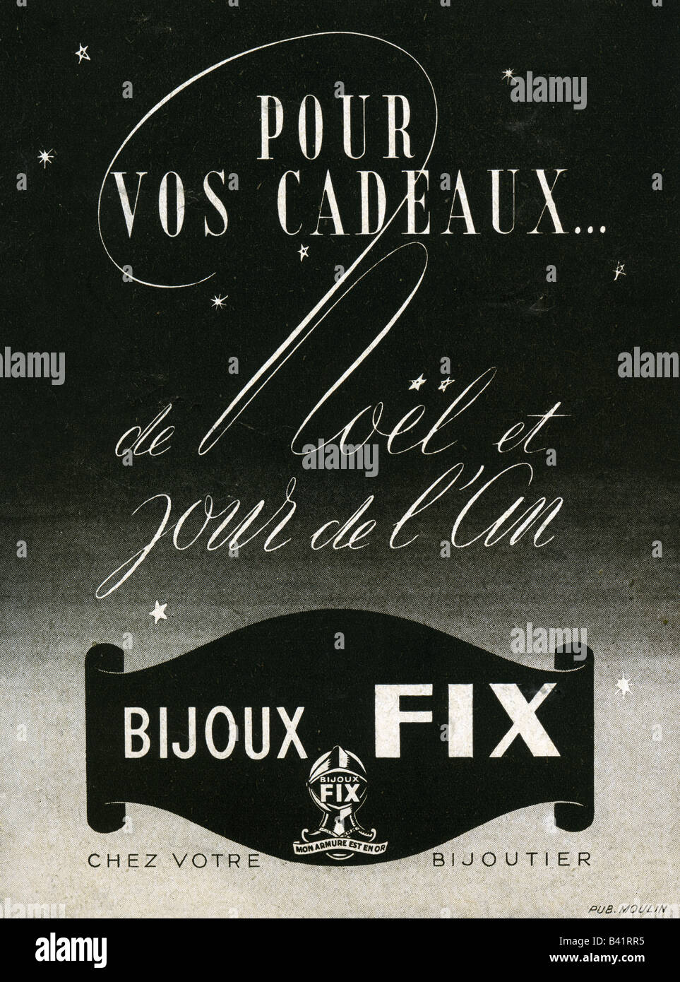 1945 French Magazine Advert for Fix Jewellery. FOR EDITORIAL USE ONLY Stock Photo