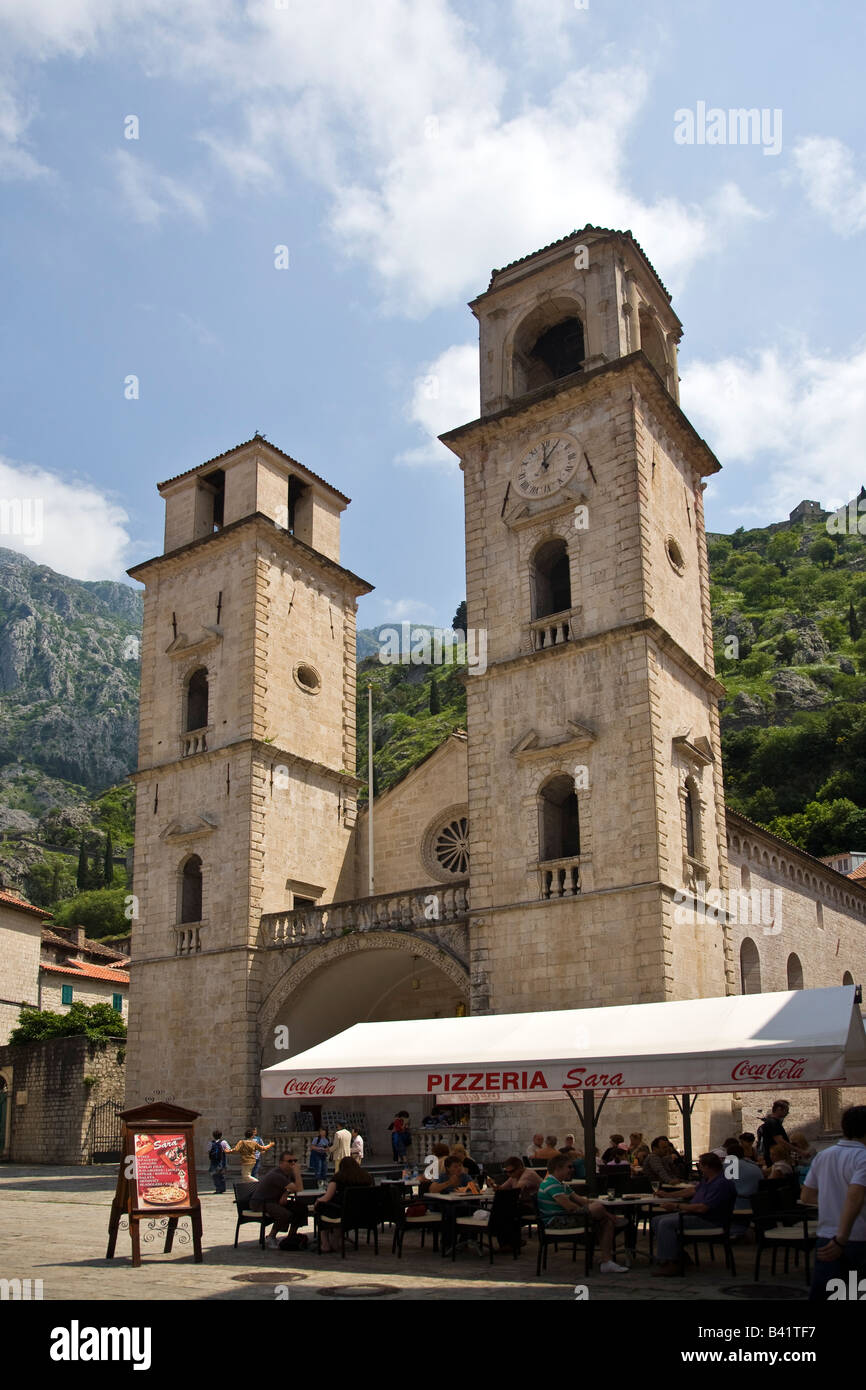 St Tryphon Cathedral Kotor Bay of Kotor Montenegro Europe a NESCO world heritage site Stock Photo