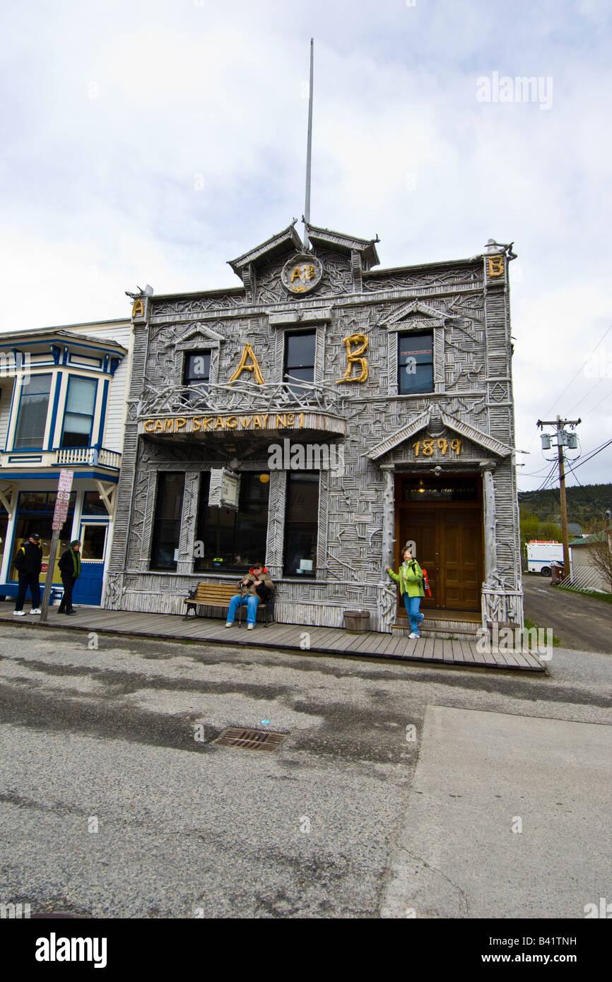 Arctic Brotherhood Hall Skagway Alaska exterior is decorated with