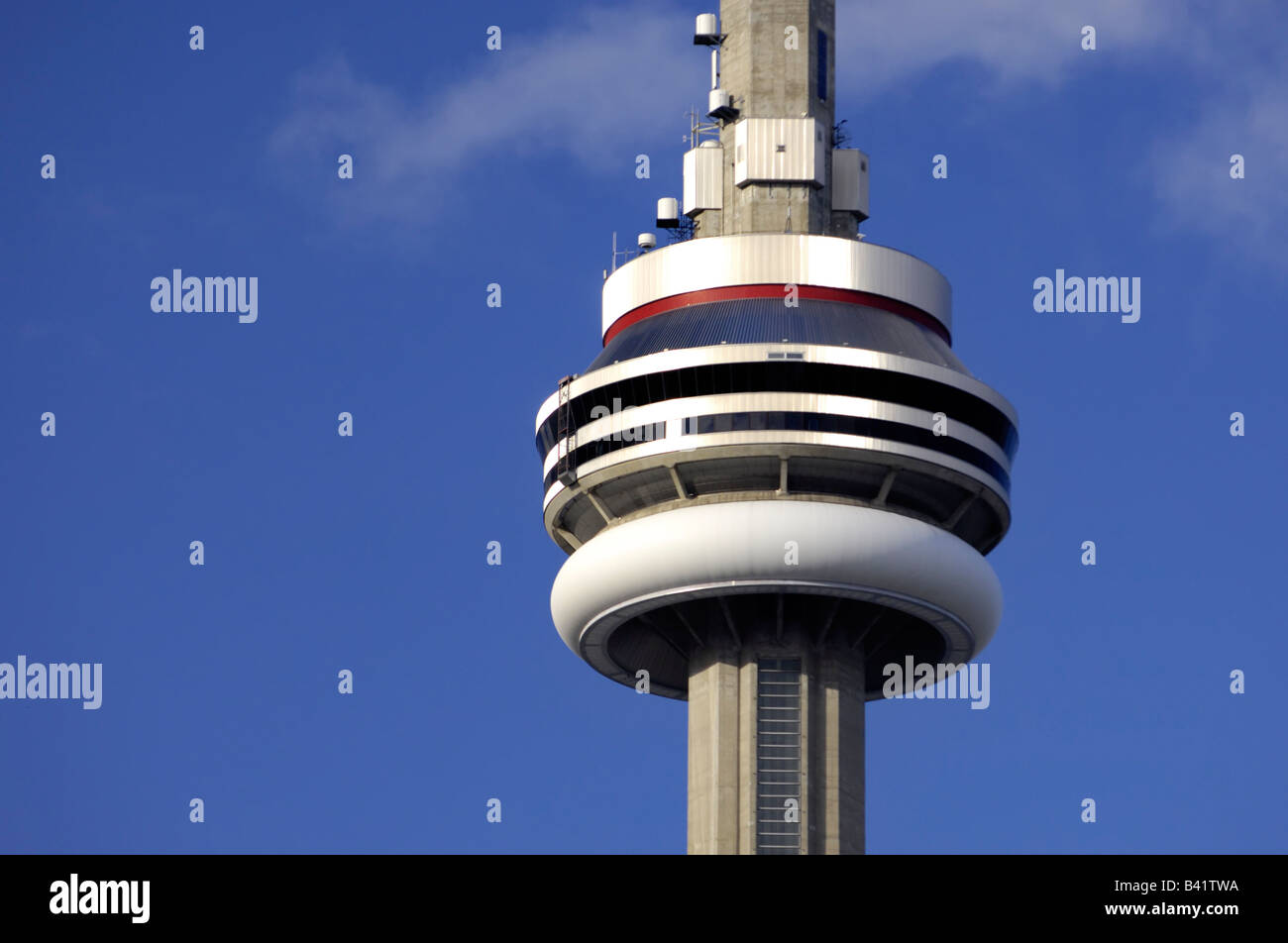 Closeup of CN tower in Toronto Ontario Canada Stock Photo