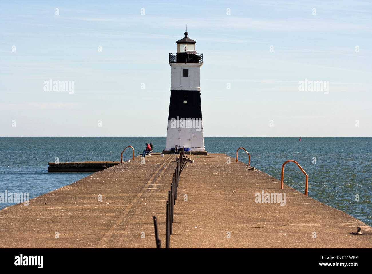 Lighthouse marking the channel entrance to Presque Isle Bay on Lake Erie, Eire, PA, USA. Stock Photo