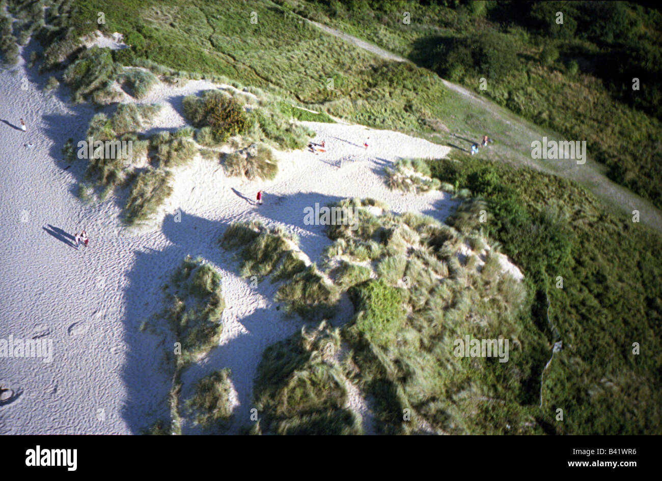 Kite Aerial View Of Sand Dunes Omaha Beach Normandy