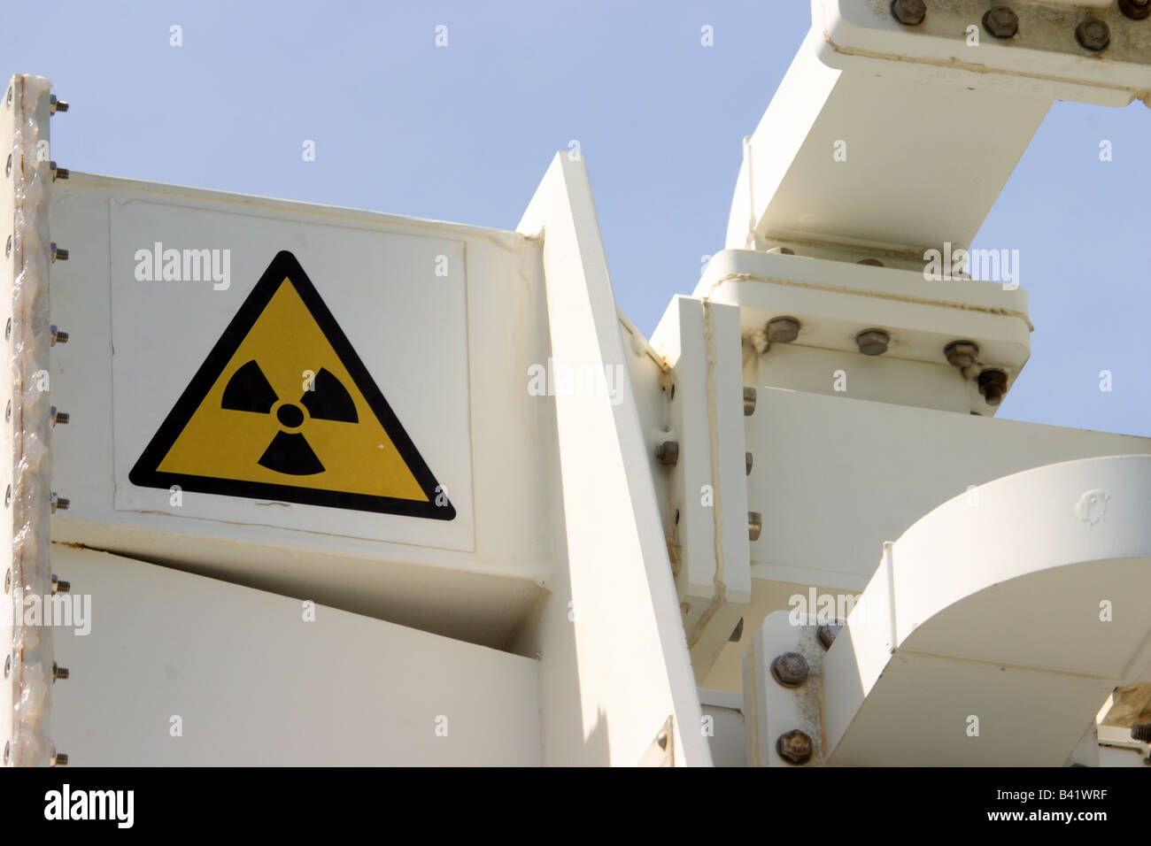 The trefoil symbol to indicate dangerous radioactive material Stock